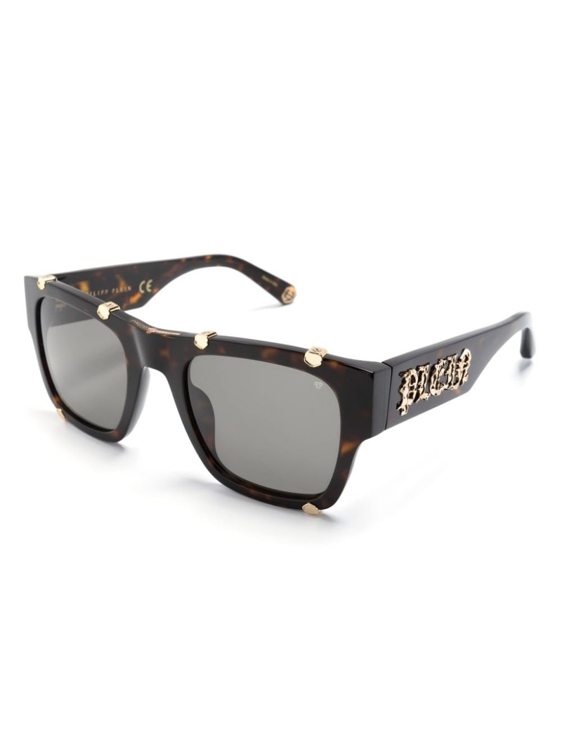 PHILIPP PLEIN logo-engraved square-frame sunglasses outlook