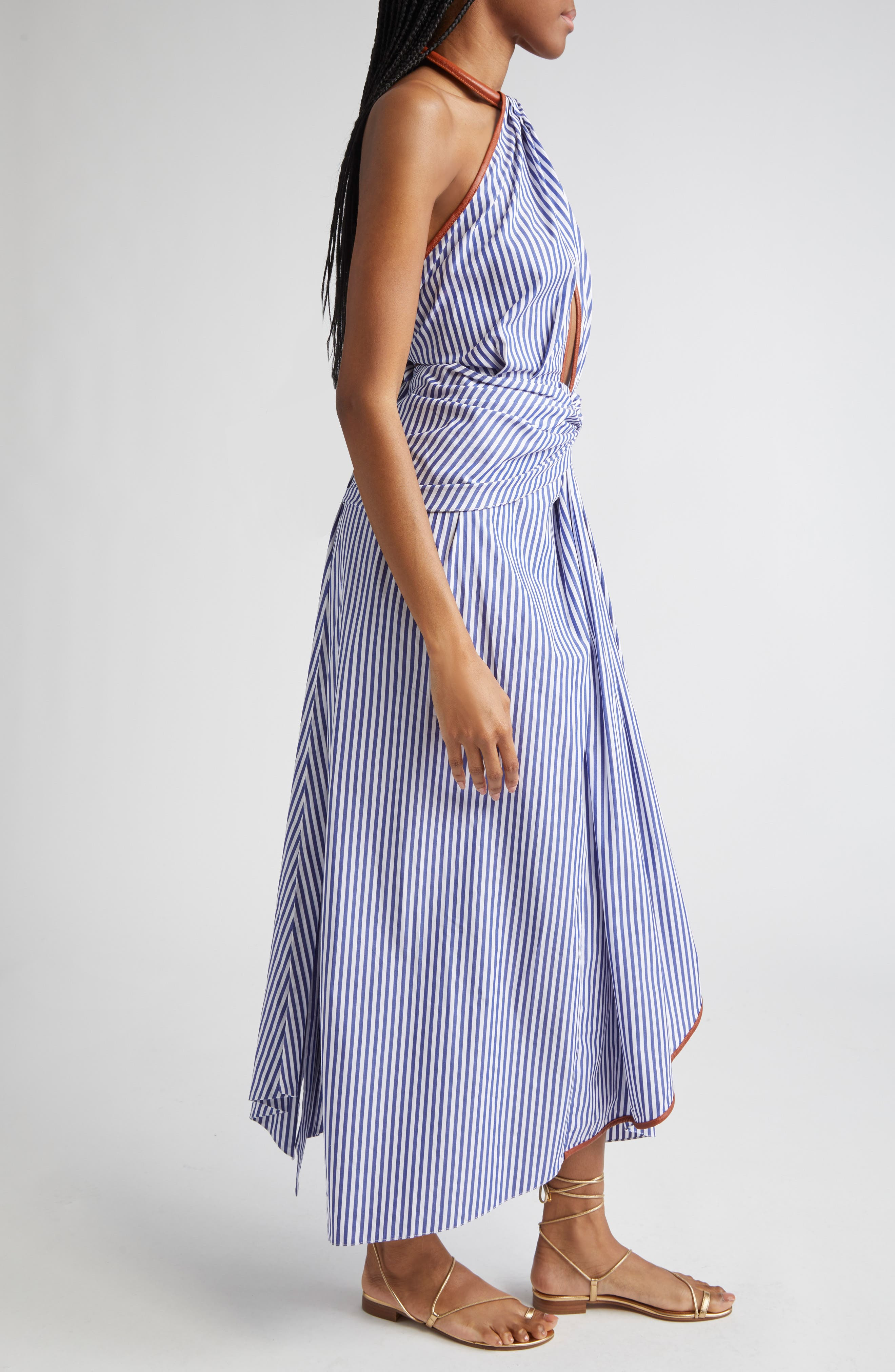 Johanna Ortiz Centro Del Cielo Stripe Halter Dress in Off White /Blue at Nordstrom - 3