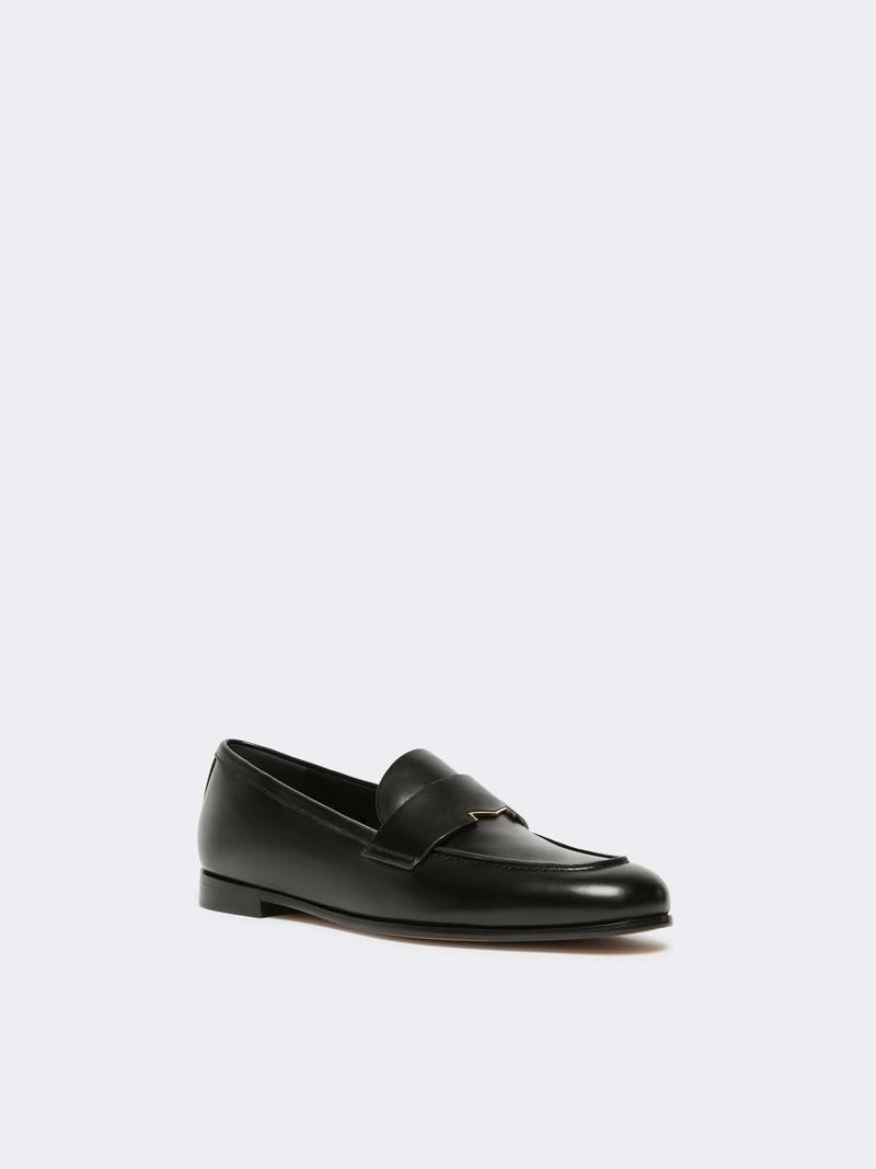 Max Mara REGENTMOC Semi-glossy leather moccasins - BLACK outlook