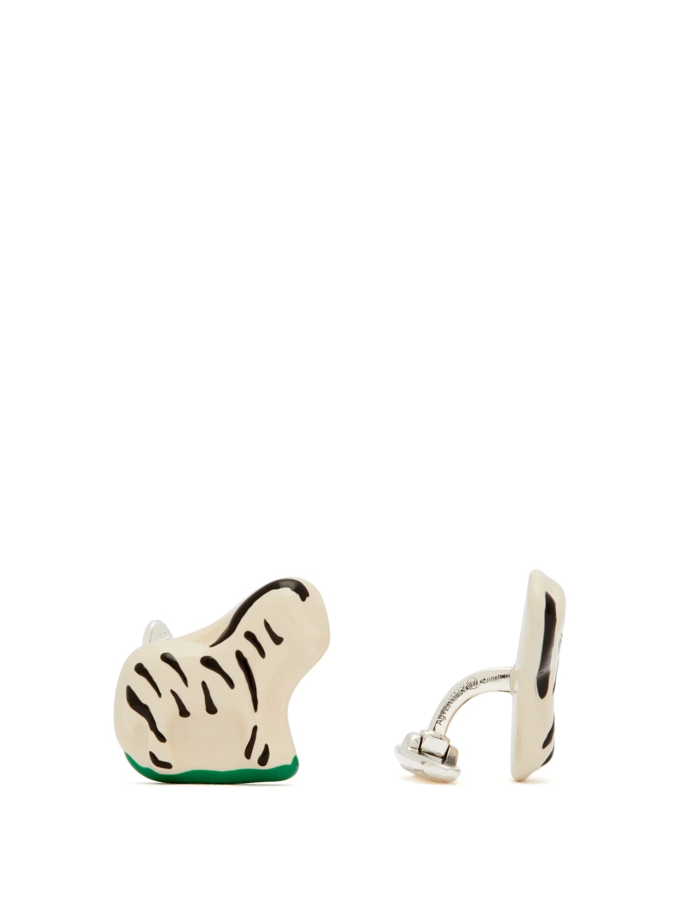 Zebra sterling silver enamel cufflinks - 1