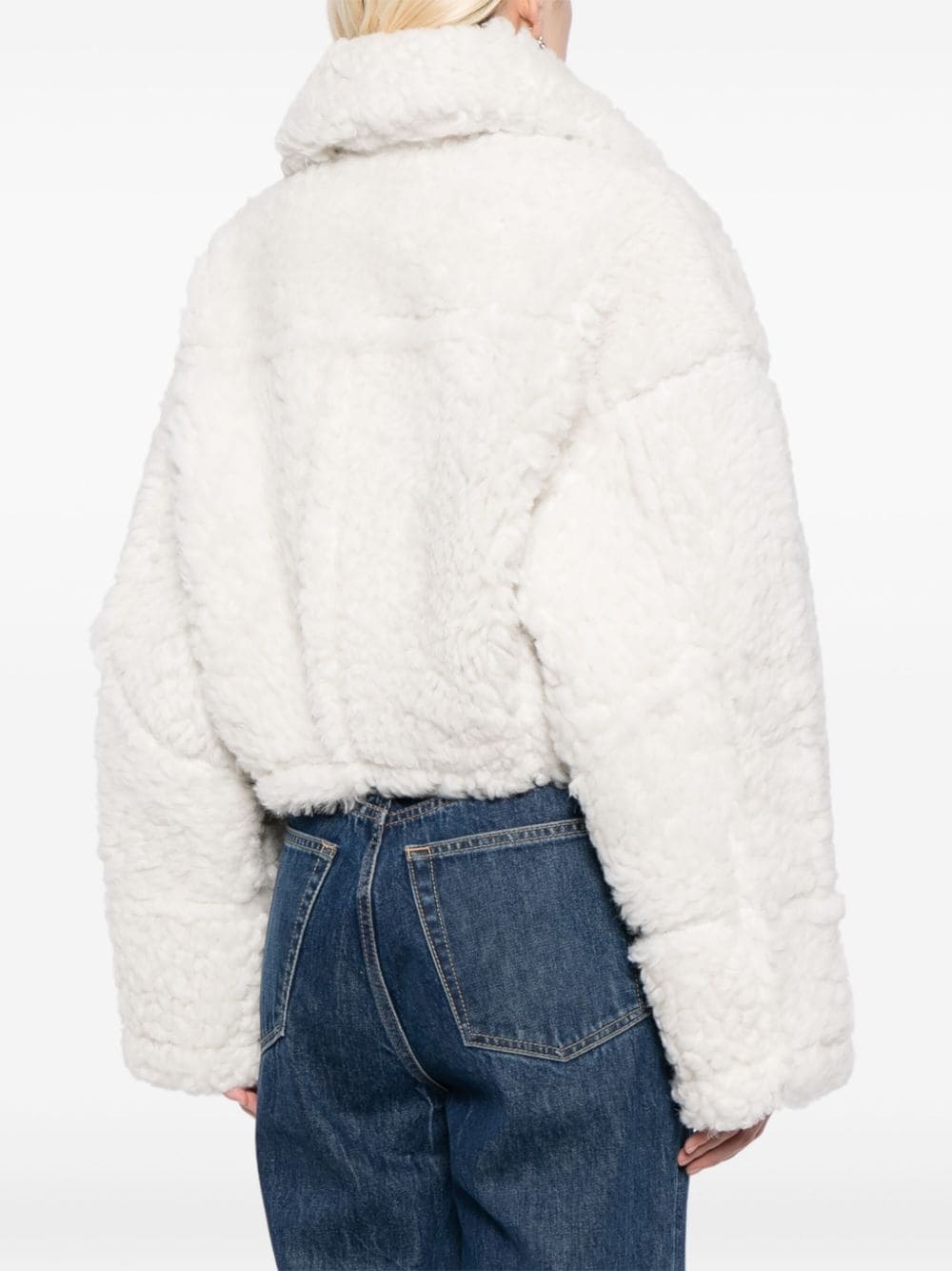 cropped shearling jacket - 4