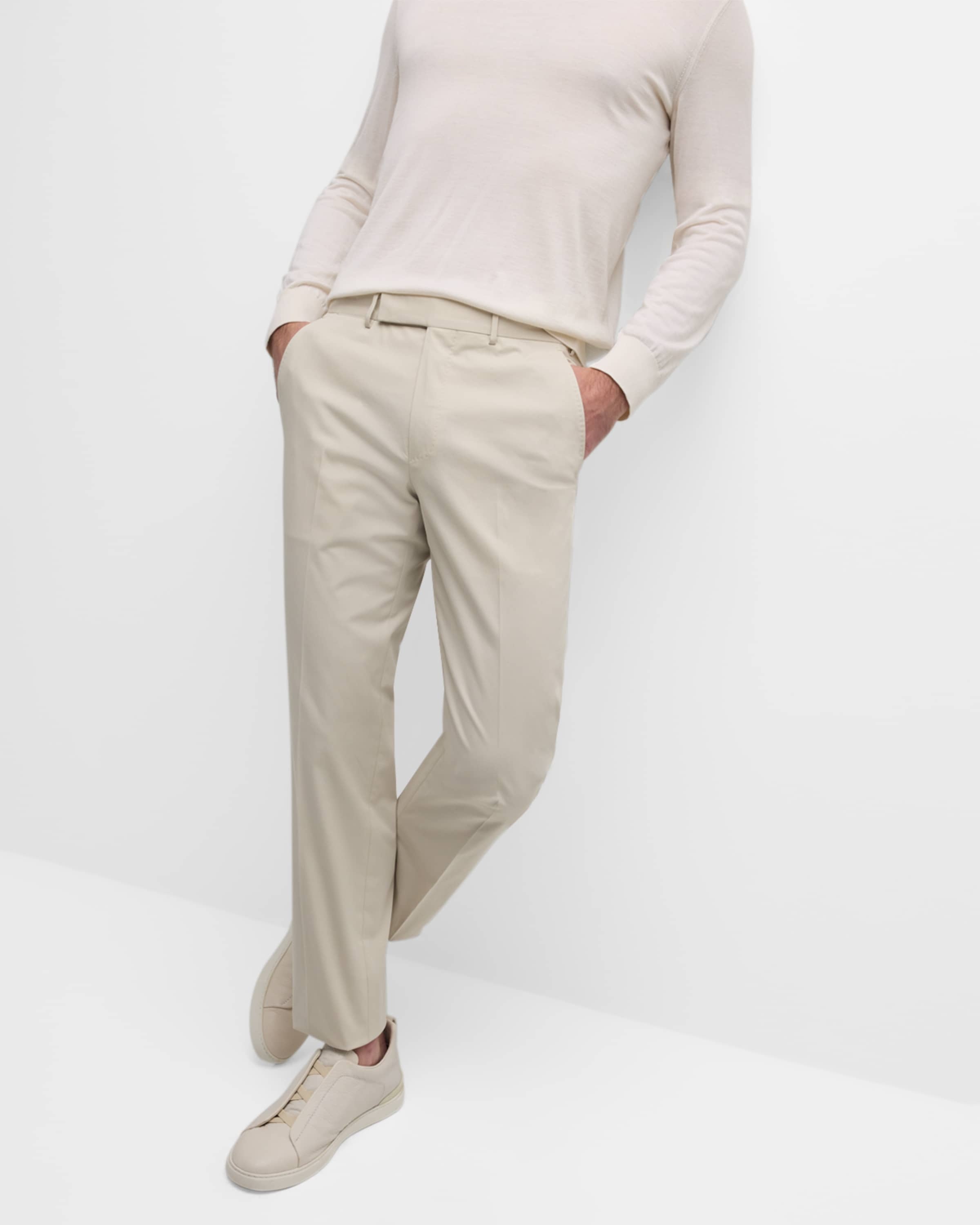 Men's Flat-Front Stretch Cotton Pants - 4