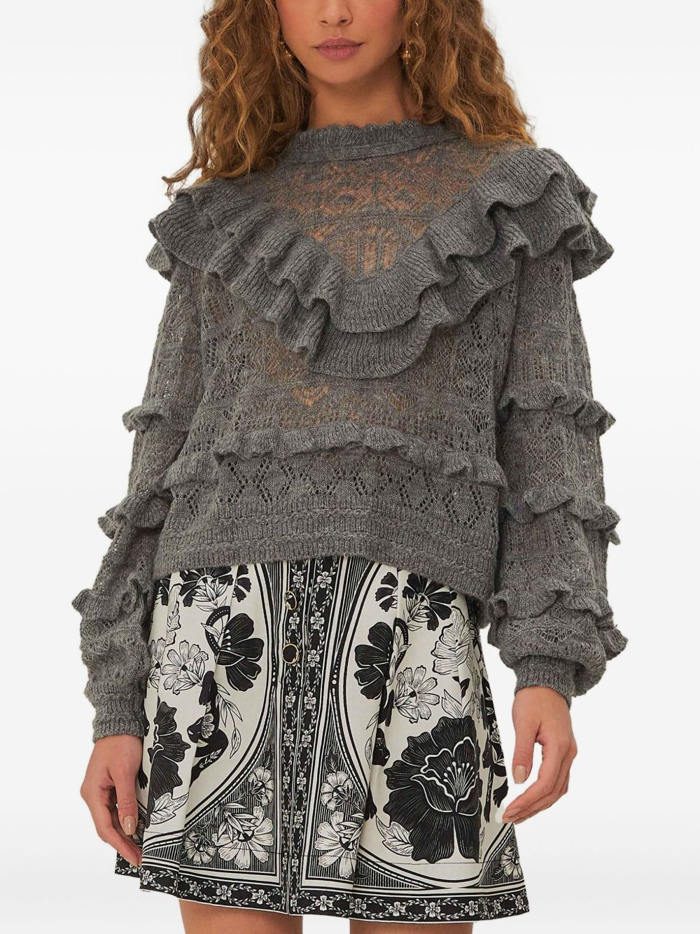 ruffle-detail sweater - 1