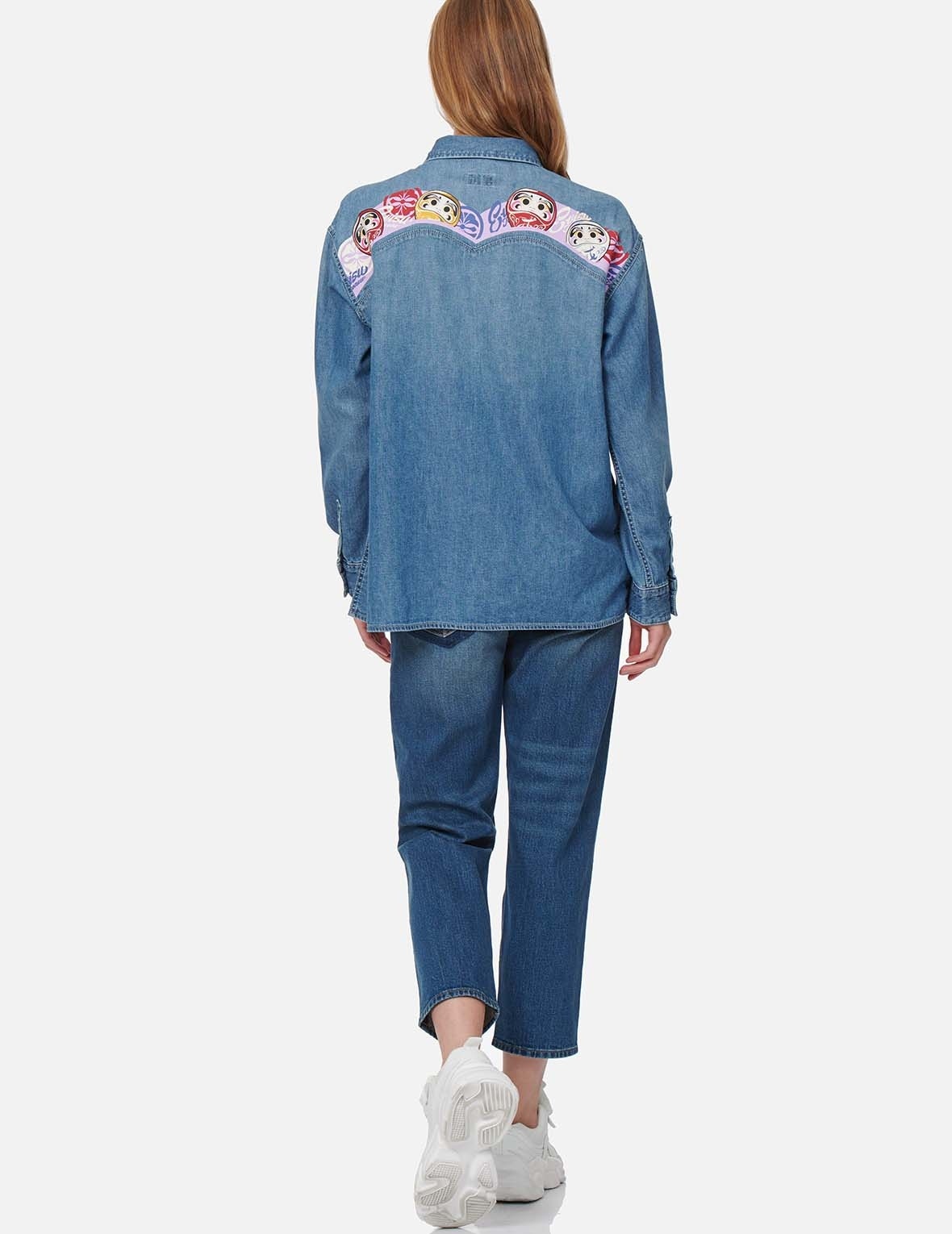 KAMON AND SEAGULL EMBROIDERED RELAX-CUT DENIM JEANS - 5