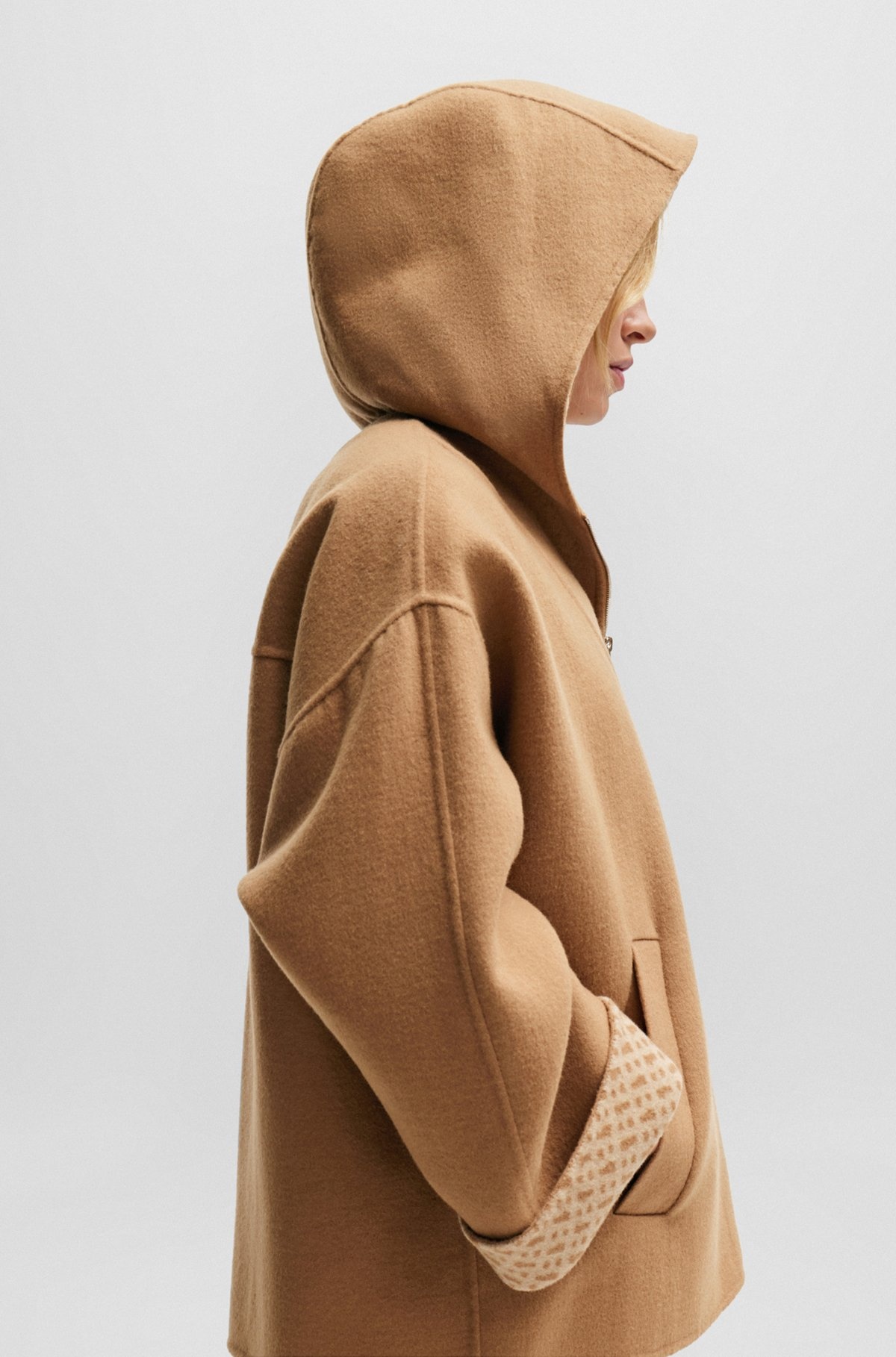WOOL-BLEND COAT WITH MONOGRAM-JACQUARD INTERIOR - 6