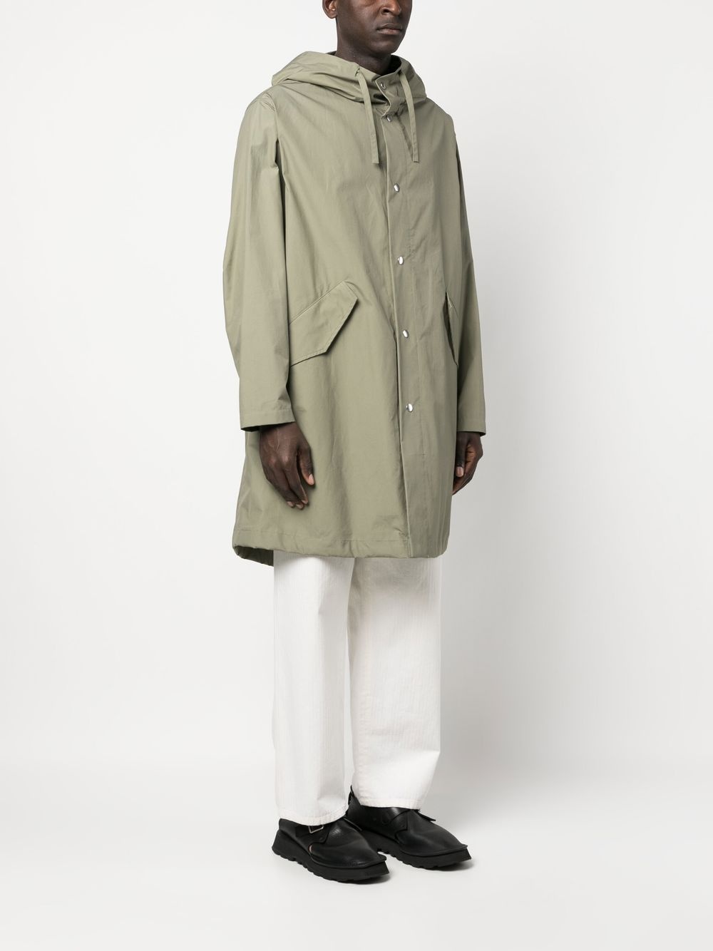 rear logo-print hooded coat - 4
