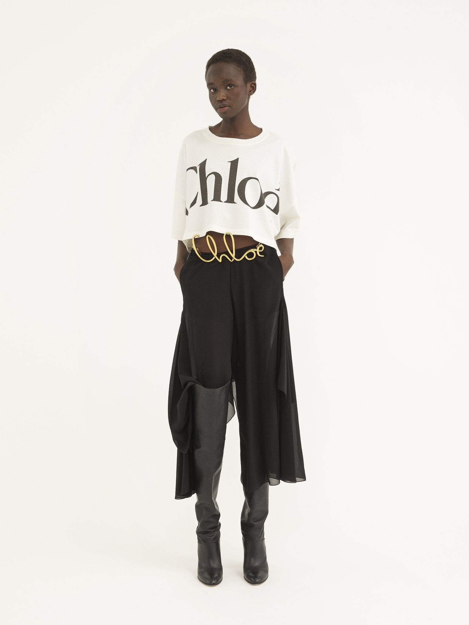 CROPPED BOXY LOGO T-SHIRT IN COTTON JERSEY - 3