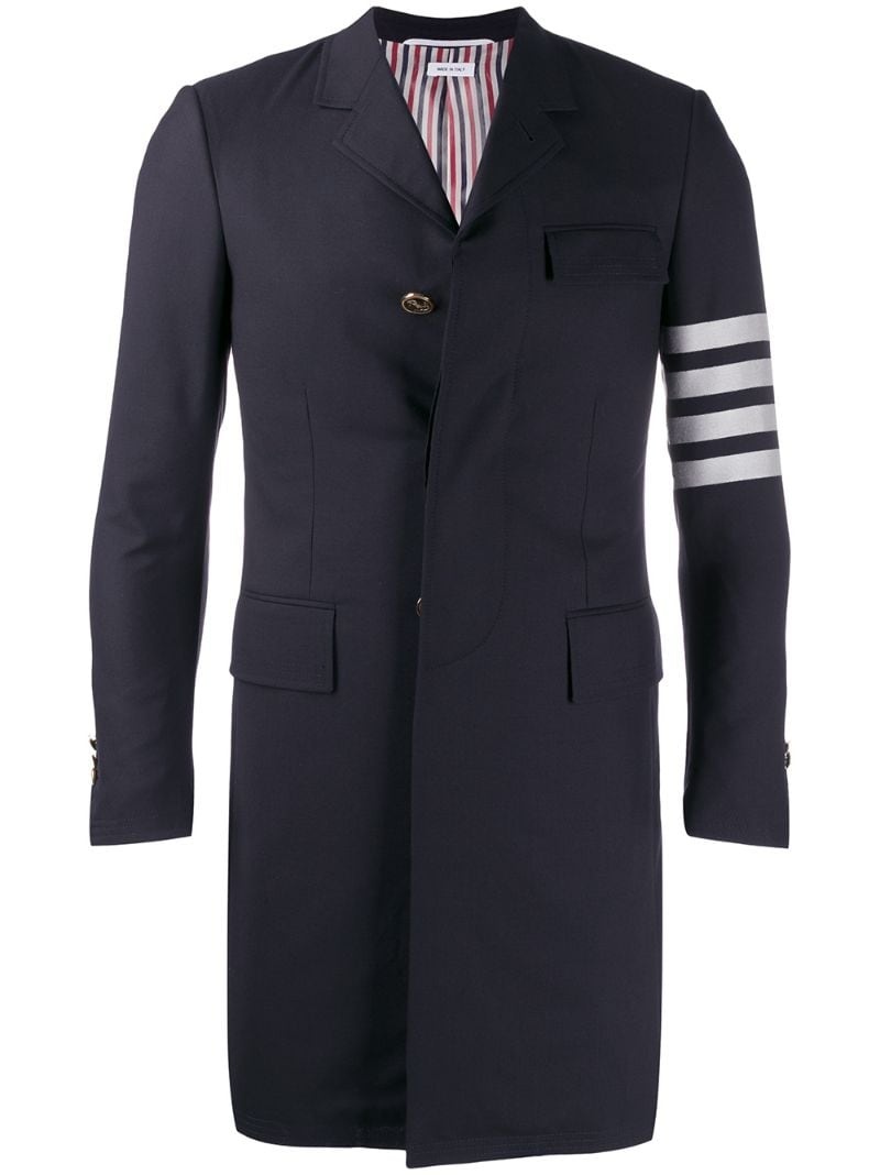 4-Bar plain weave suiting overcoat - 1