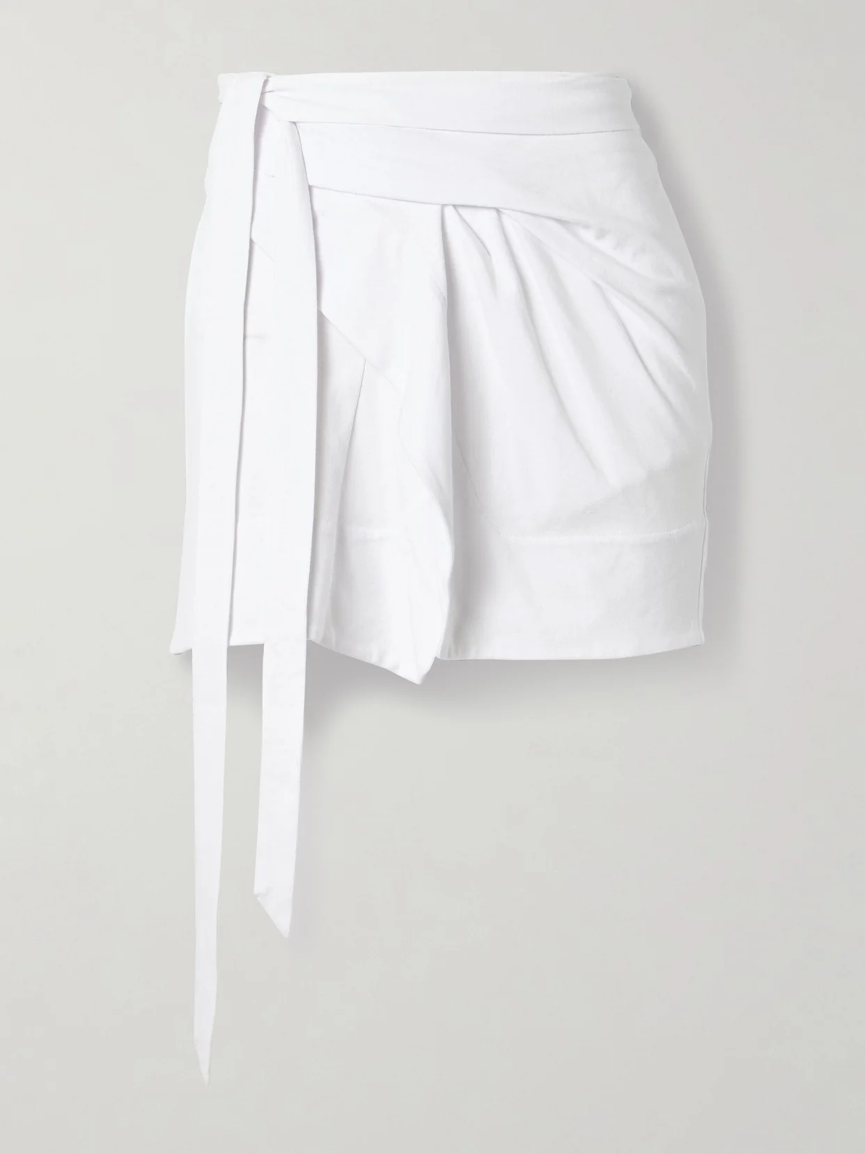 Berenice Asymmetric Draped Cotton-jersey Mini Wrap Skirt - 1