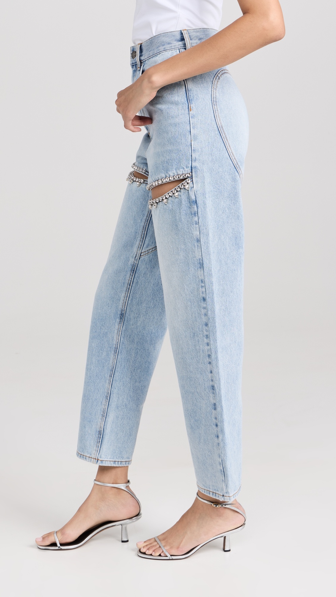 【関税込み】AREA ブルー Crystal Slit ジーンズ AREA Blue Crystal Slit Jean AREA
