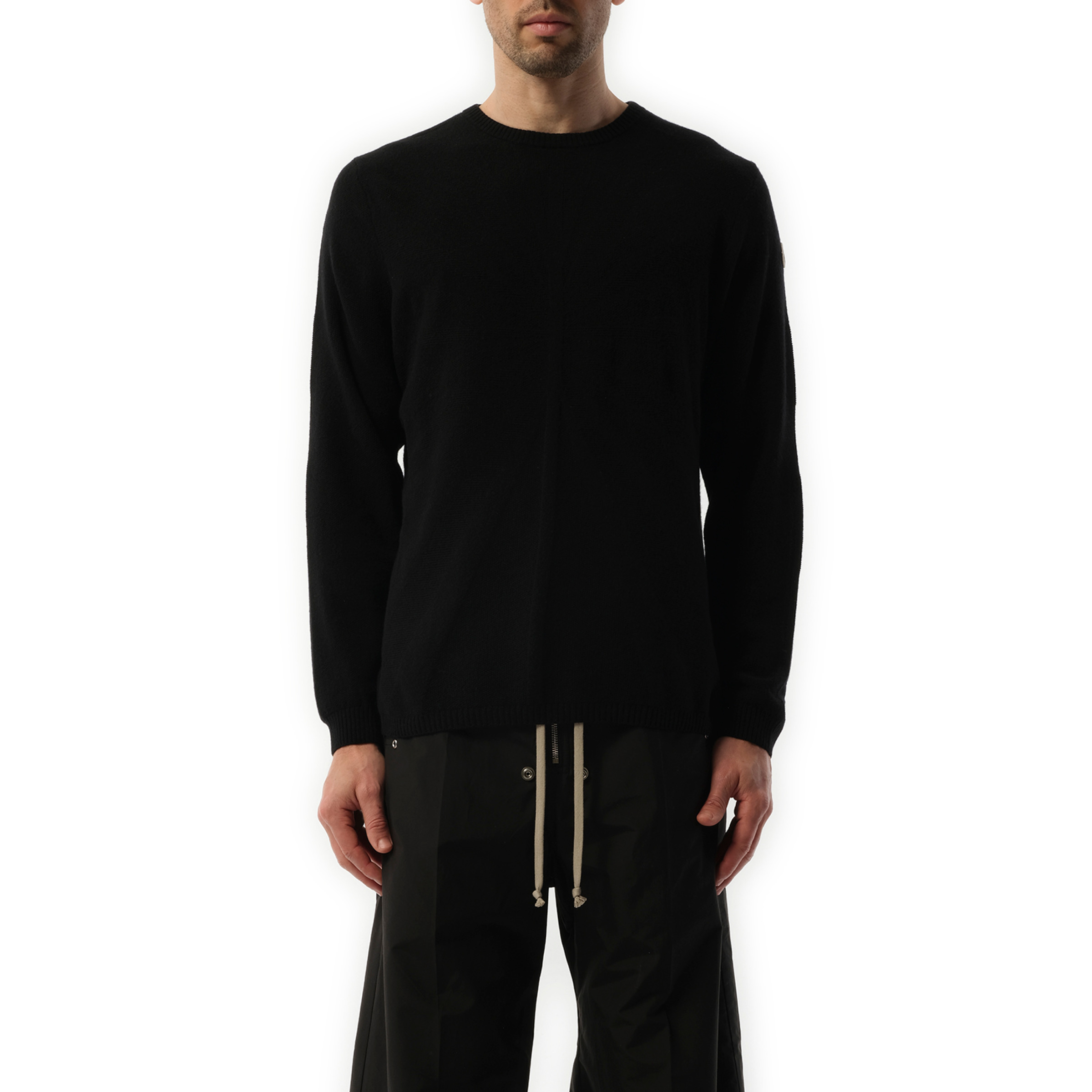 Rick Owens x Moncler Jumbo Round Neck Sweater in Black - 1