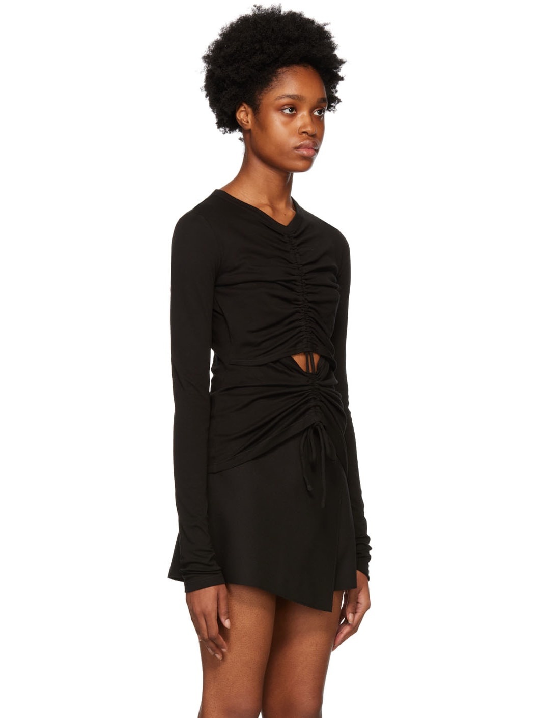Black Blusa Long Sleeve T-Shirt - 2
