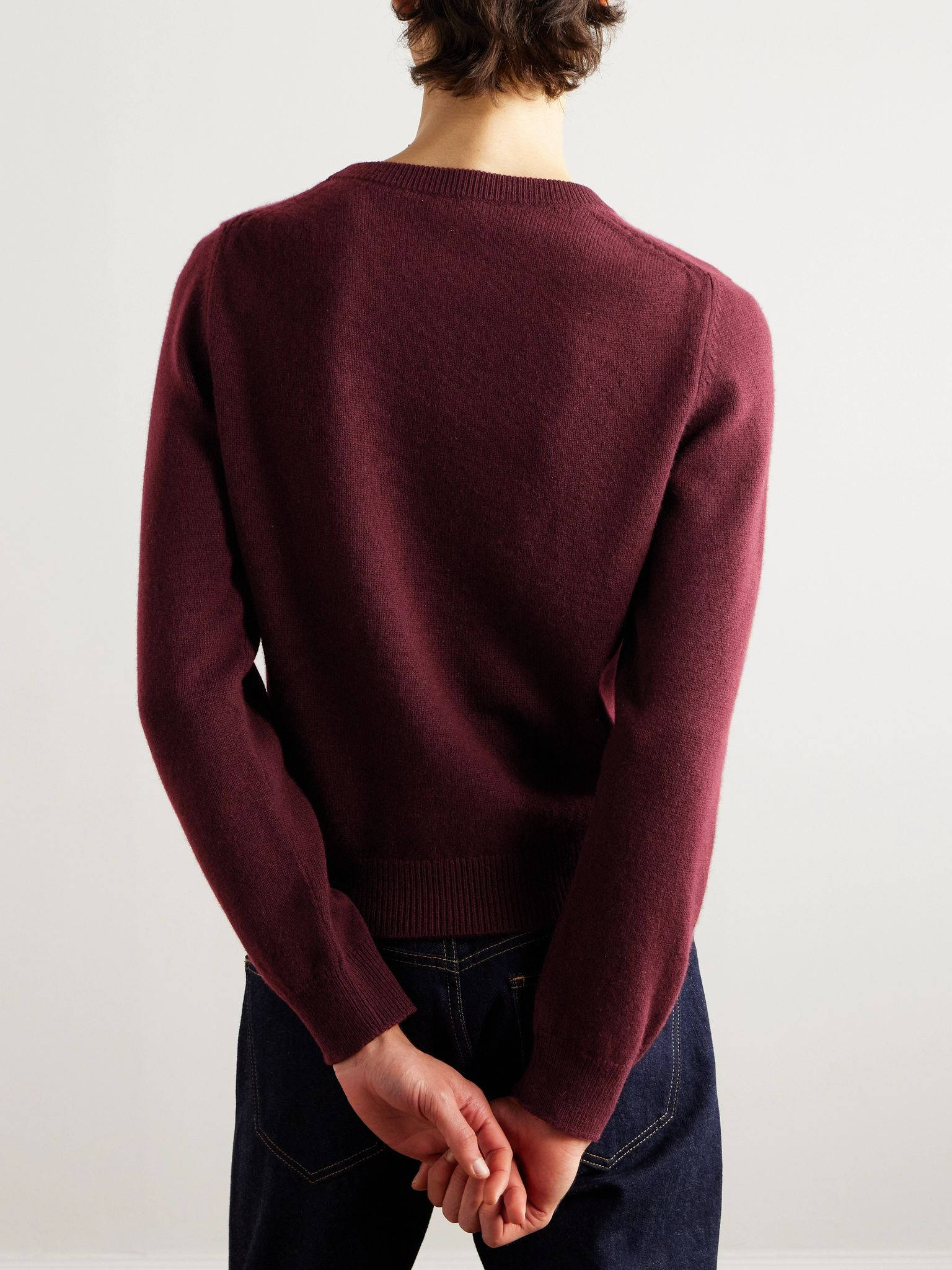 Logo-Embroidered Cashmere Sweater Burgundy - 4