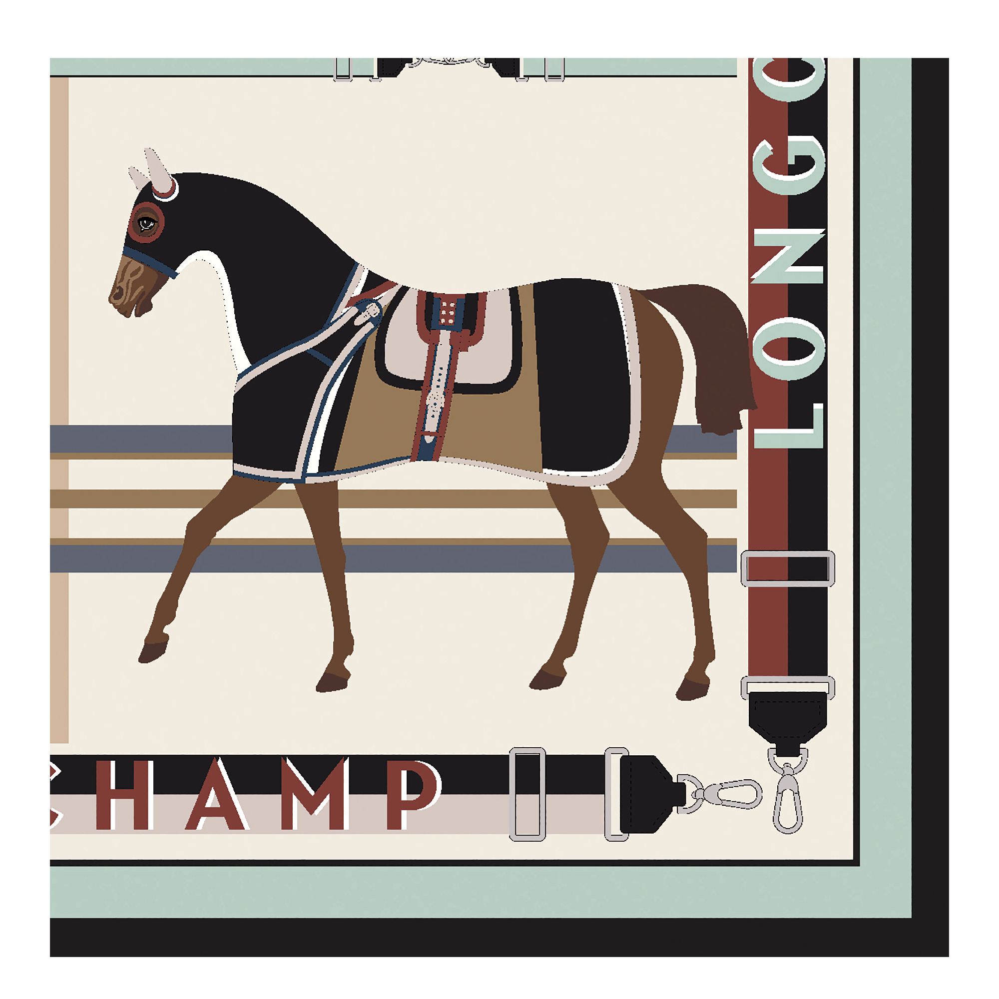 Paddock Longchamp Silk scarf 70 Ecru - OTHER - 2