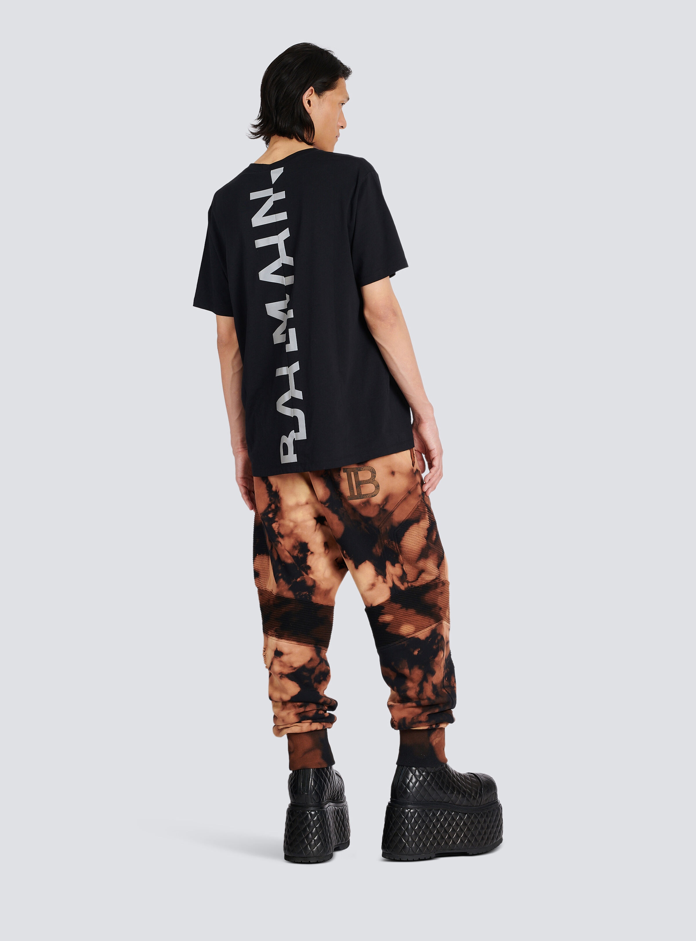 T-shirt in eco-responsible cotton with reflective Balmain maxi logo print - 4