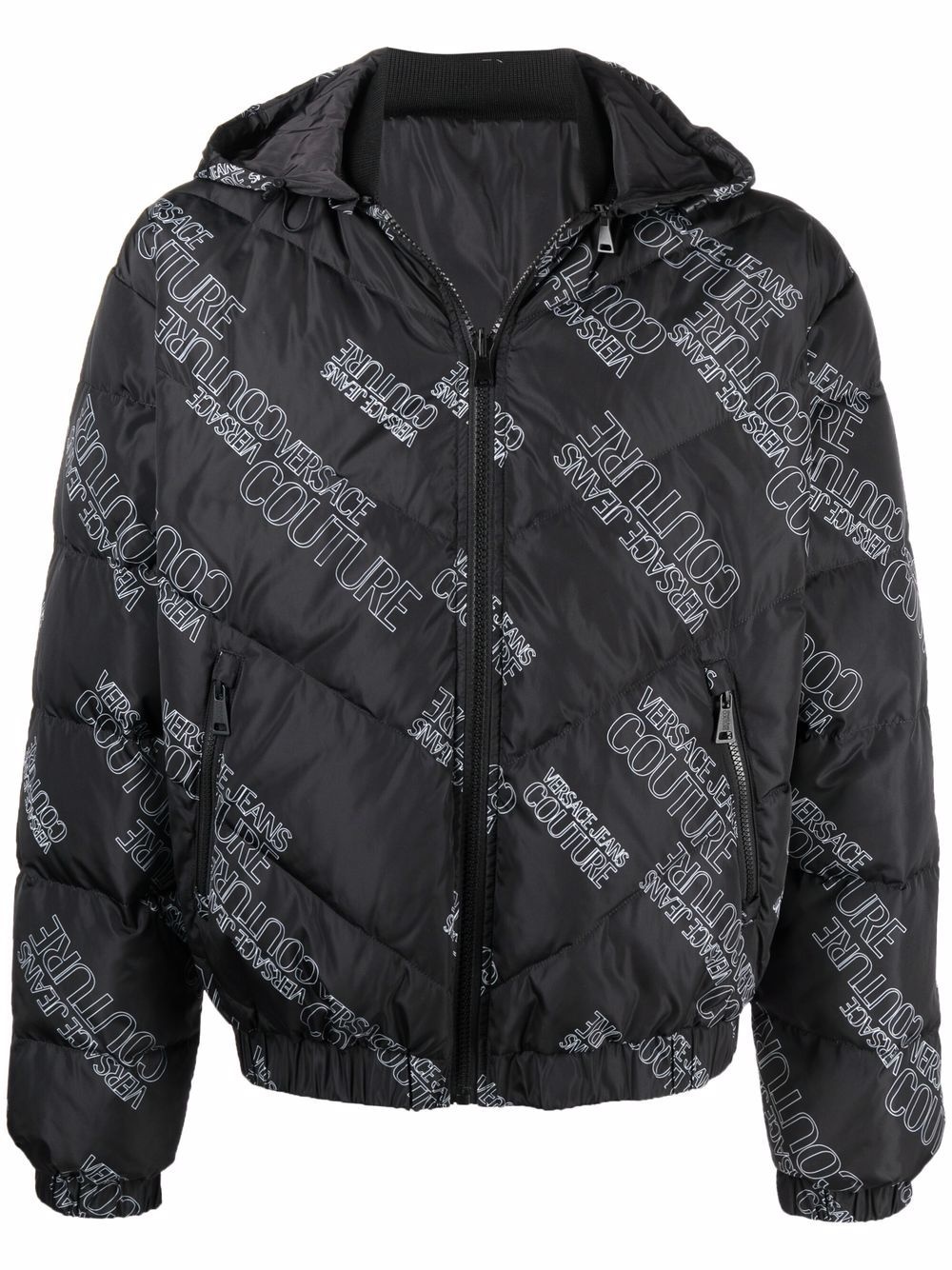 logo-print padded coat - 1