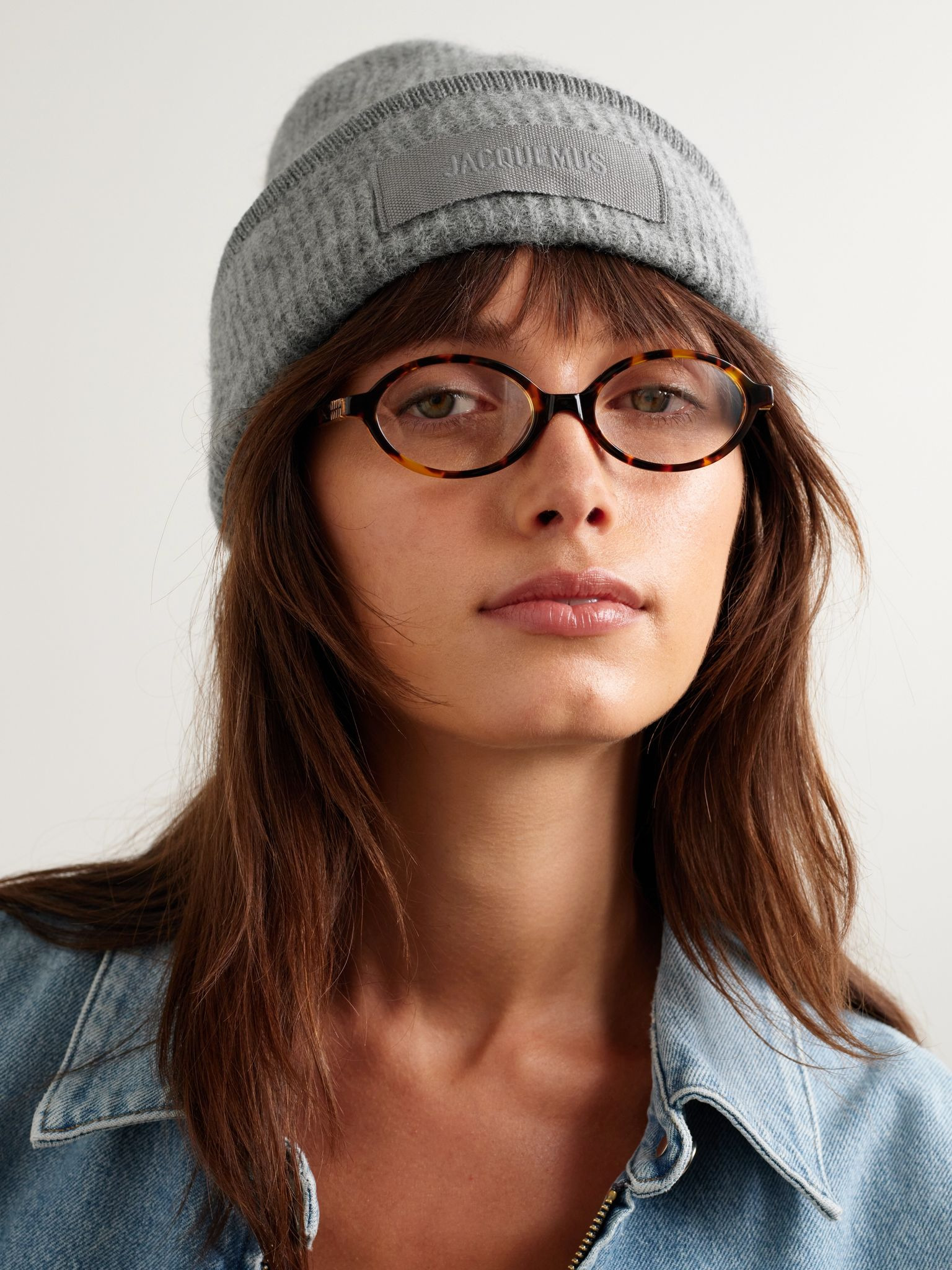 Le Bonnet grosgrain-trimmed ribbed-knit beanie Gray - 2