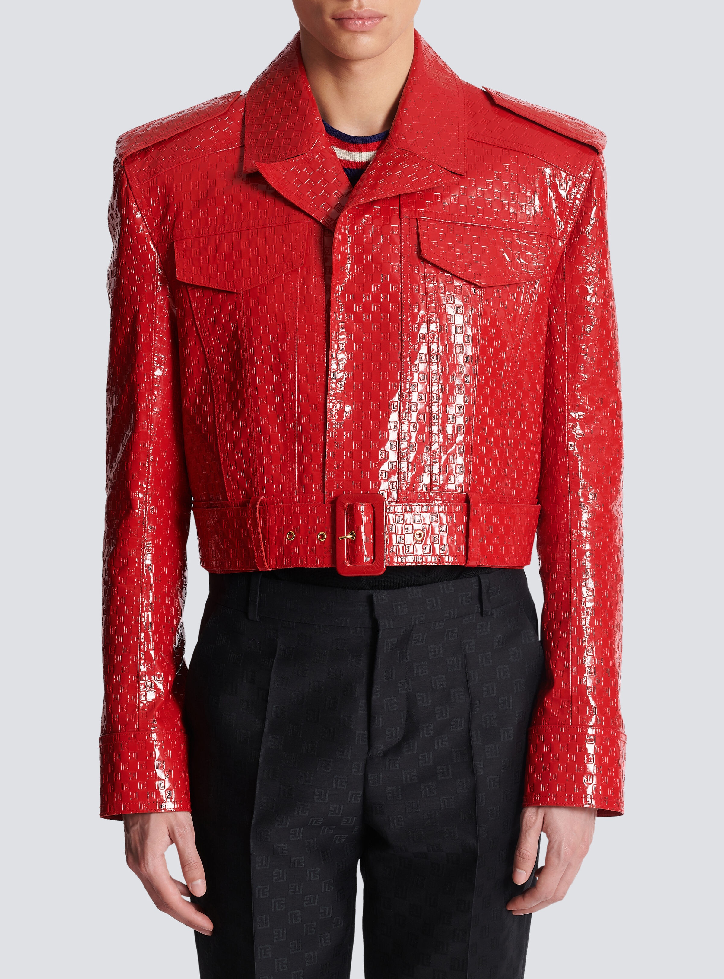 Patent leather mini monogram jacket - 5
