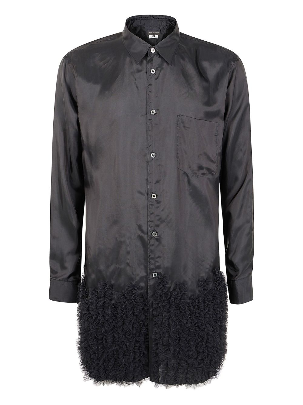 ruffled-hem satin shirt - 1