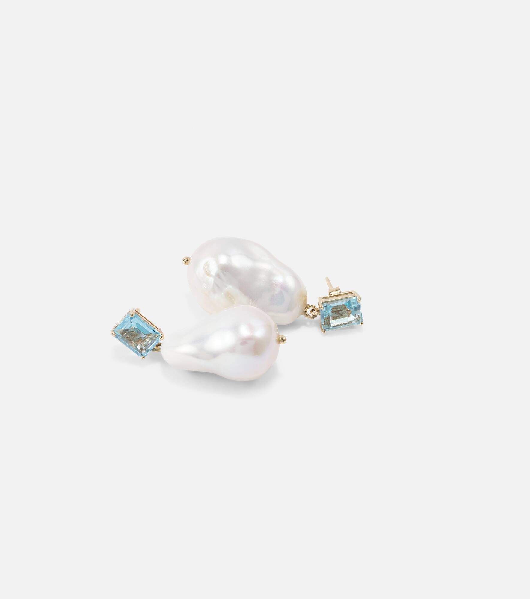 14kt gold earrings with pearls and topaz - 6