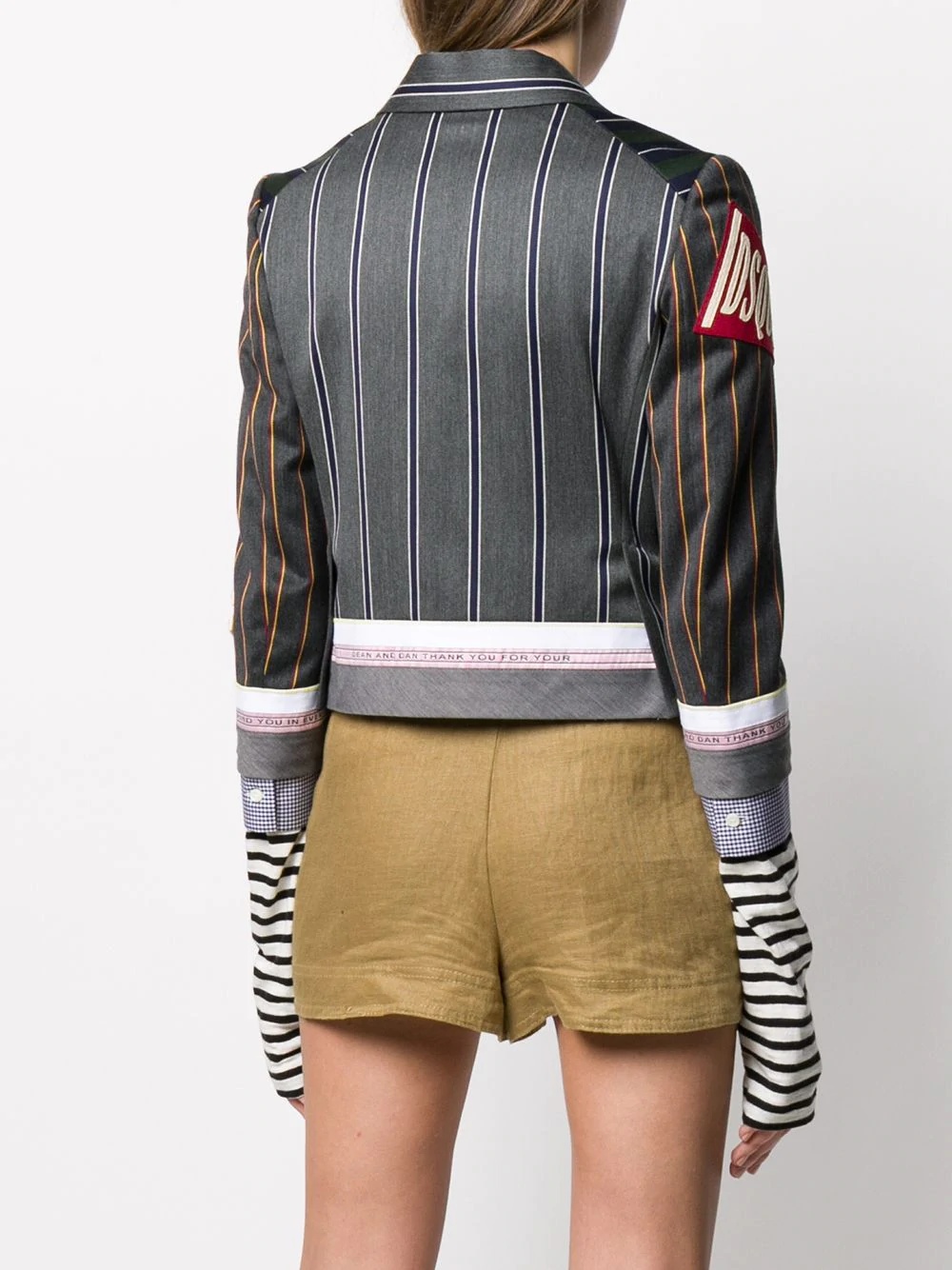 multi-striped deconstructed blazer - 4