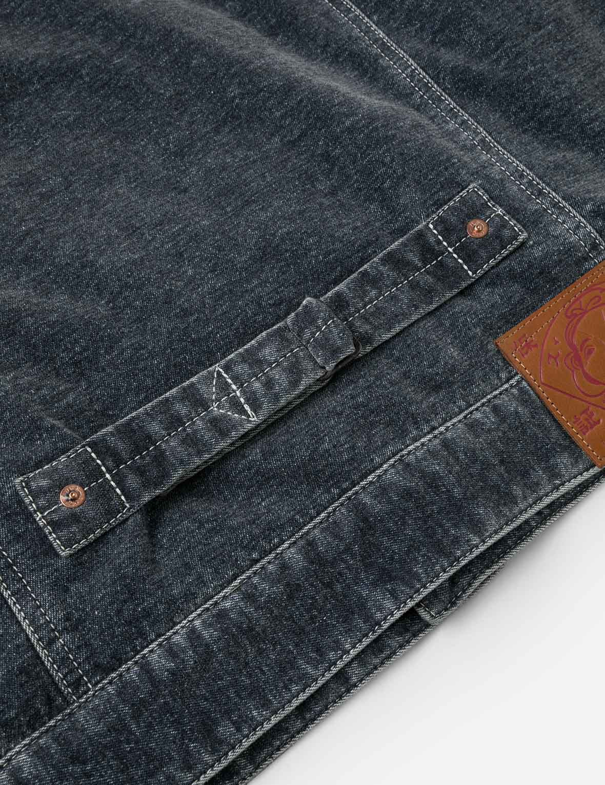 Emboss Rivet Seagull Relax Fit Washed Denim Jacket - 8
