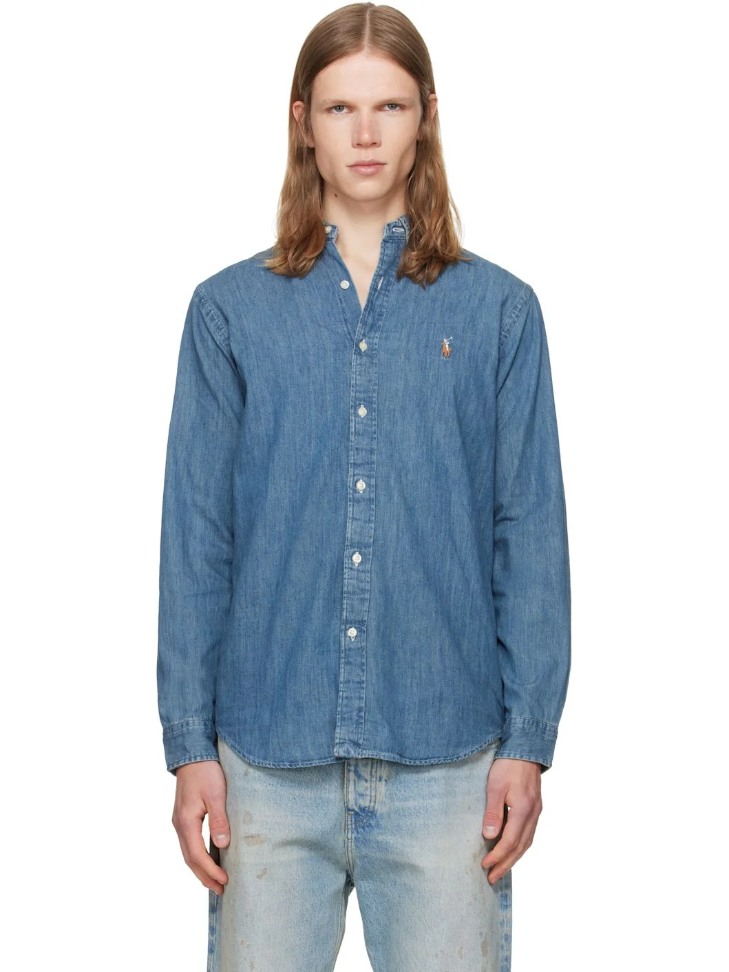 Navy Classic Fit Denim Shirt - 1