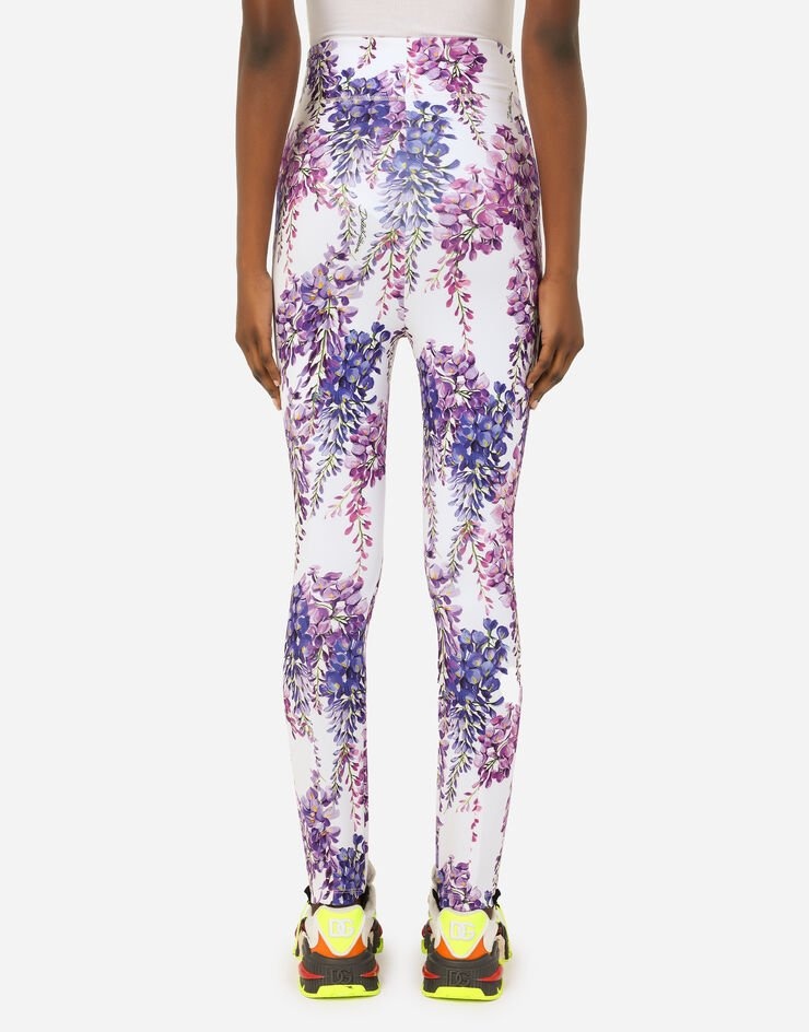 Run-resistant jersey leggings with wisteria print - 2