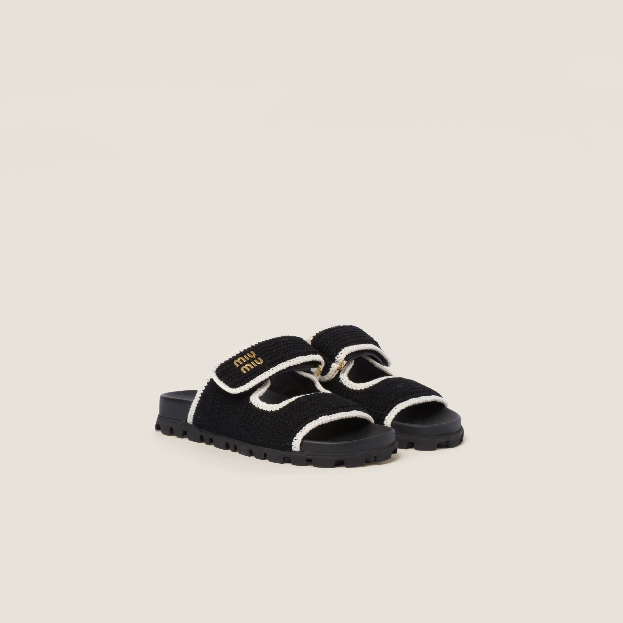 MiuMiu Crochet Slide Sandals クロシェ スライドサンダル ロゴ Miu Miu Women's Crochet Slide Sandals | Bloomingdale's