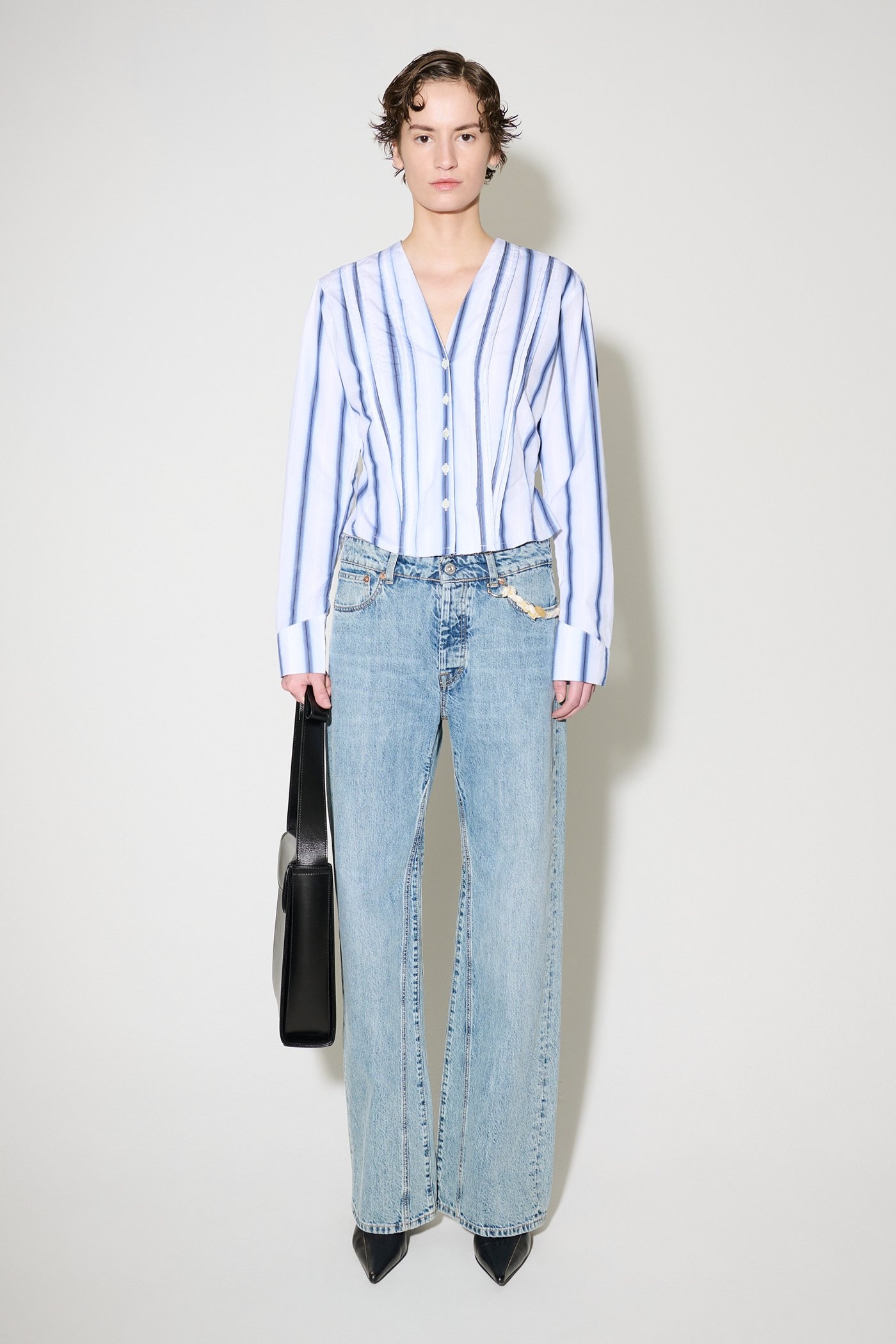 Pleated Shirt Blue Crypto Stripe - 2