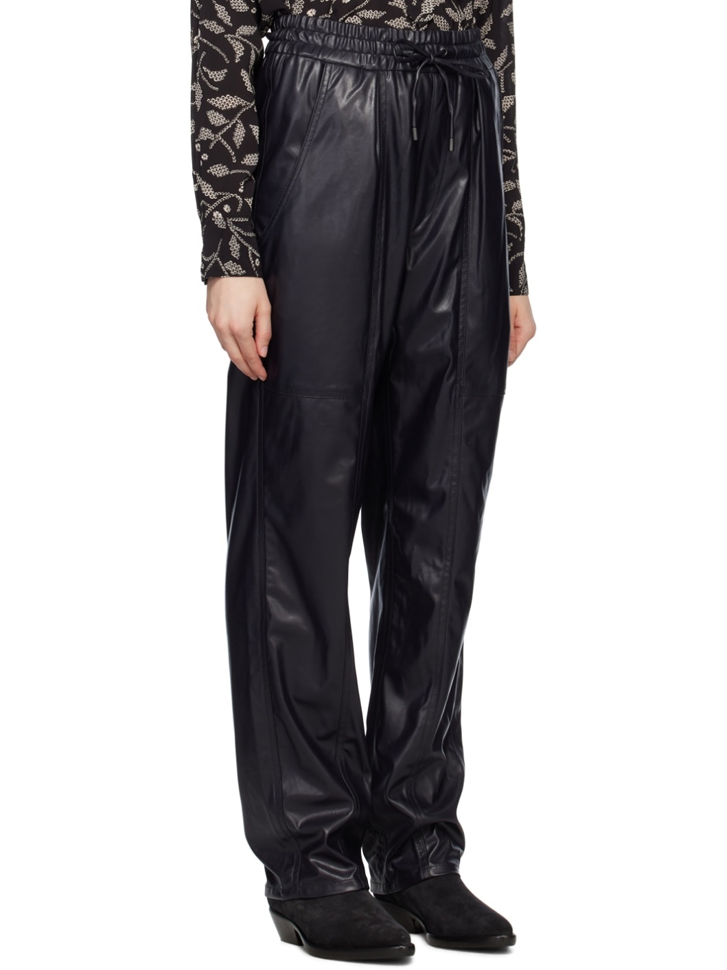 Black Brina Faux-Leather Trousers - 2