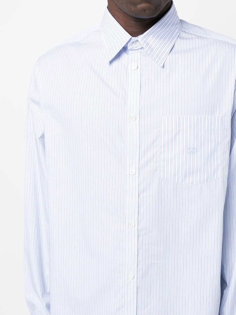 pinstripe logo-embroidered shirt - 5