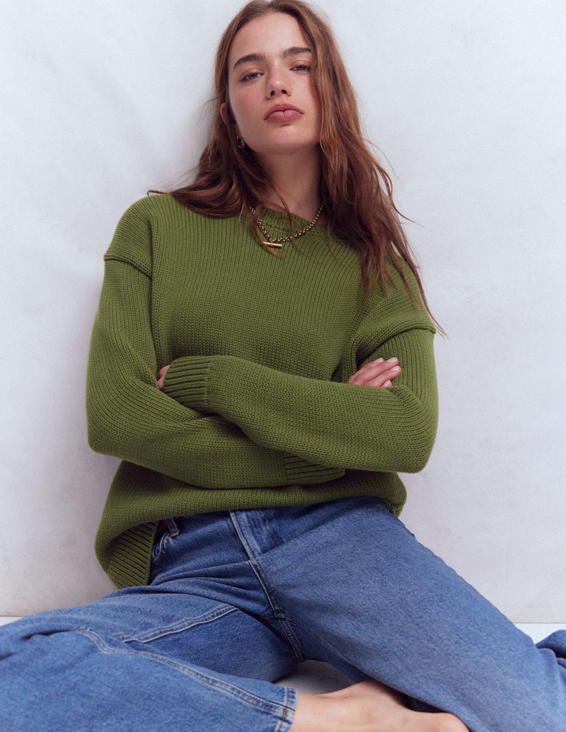 Lucy Oversized Cotton Jumper-Promenade Green 6