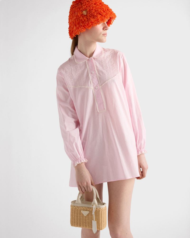 Mini wicker and linen blend tote bag 9