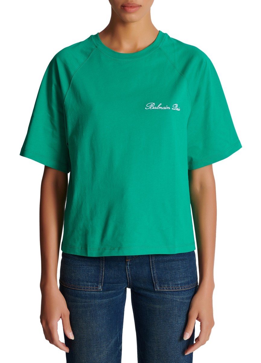 Balmain Cropped Signature T-Shirt - 2