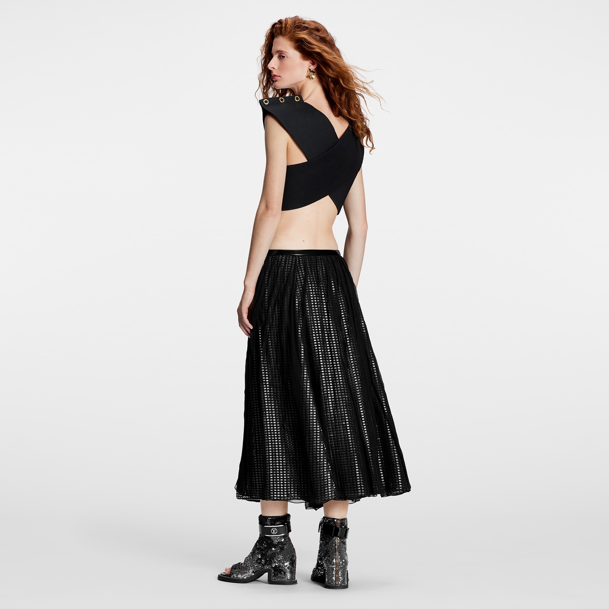 Draped Mirrorball Midi Skirt - 3