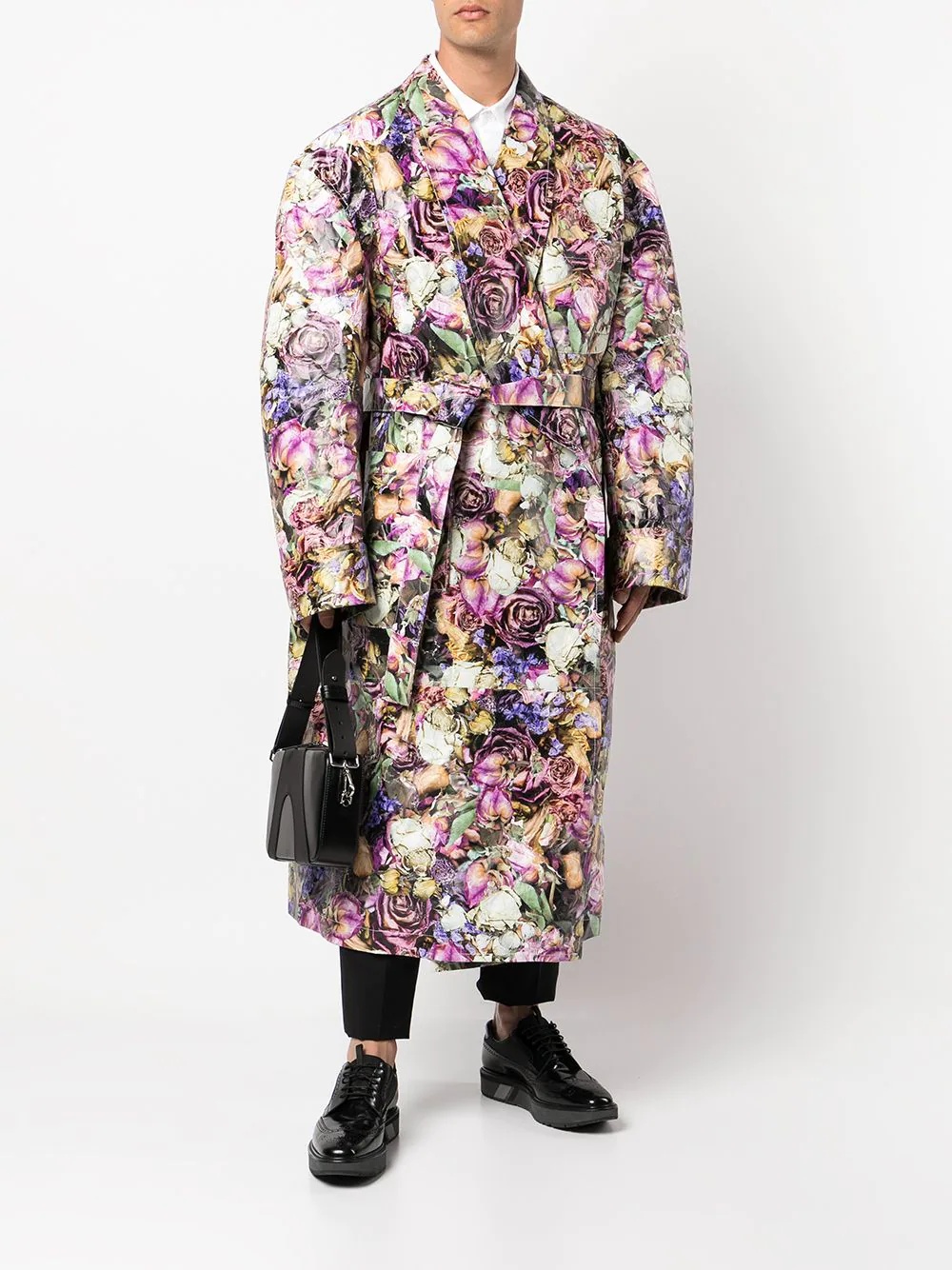 oversized floral-print coat - 2