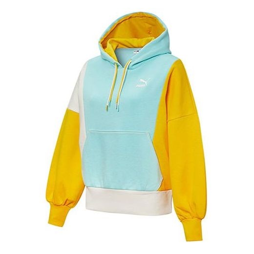 (WMNS) PUMA Panelled Hoodie 'Blue Yellow White' 532184-33 - 1