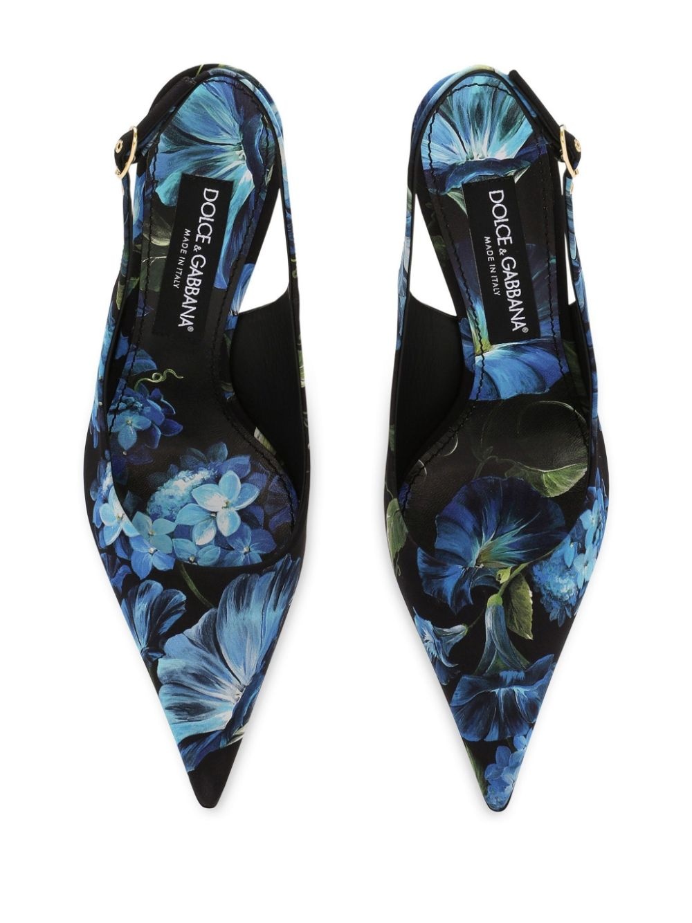 floral-print charmeuse slingback pumps - 4