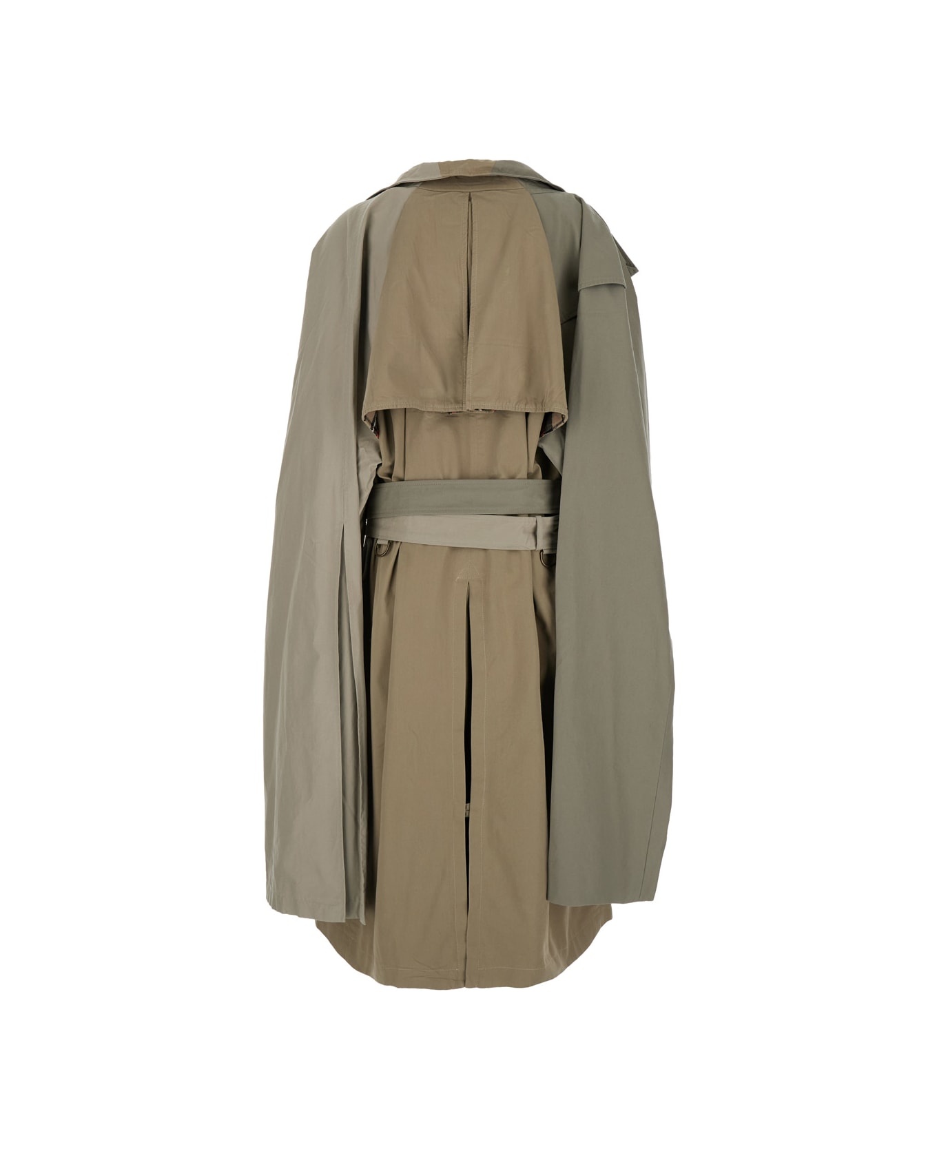 'double Sleeve' Beige Trench Coat With Extra Pair Of Sleeves In Cotton Woman - 2