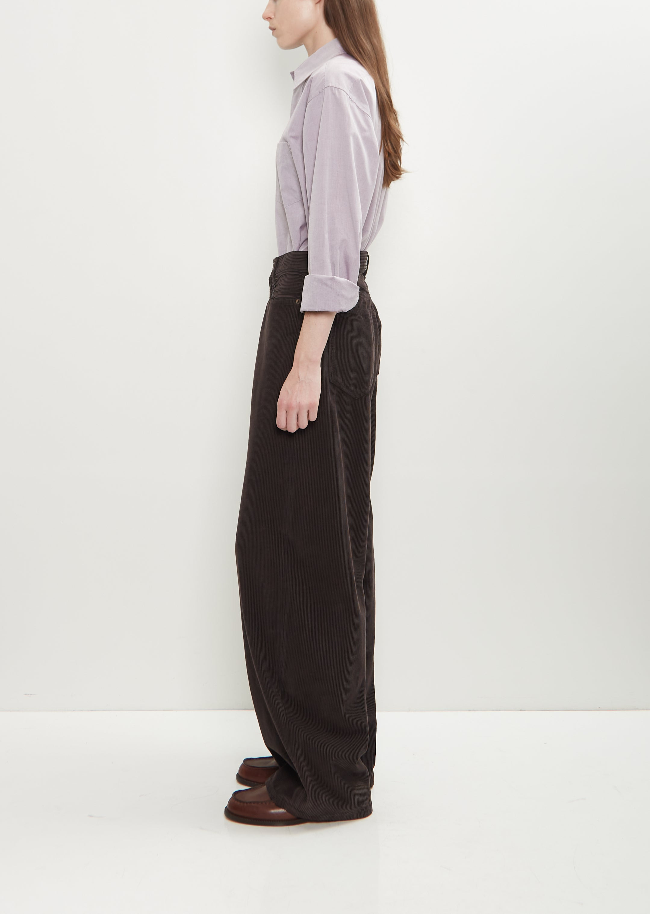 Cotton Corduroy Roomy Jean — Chocolate - 2