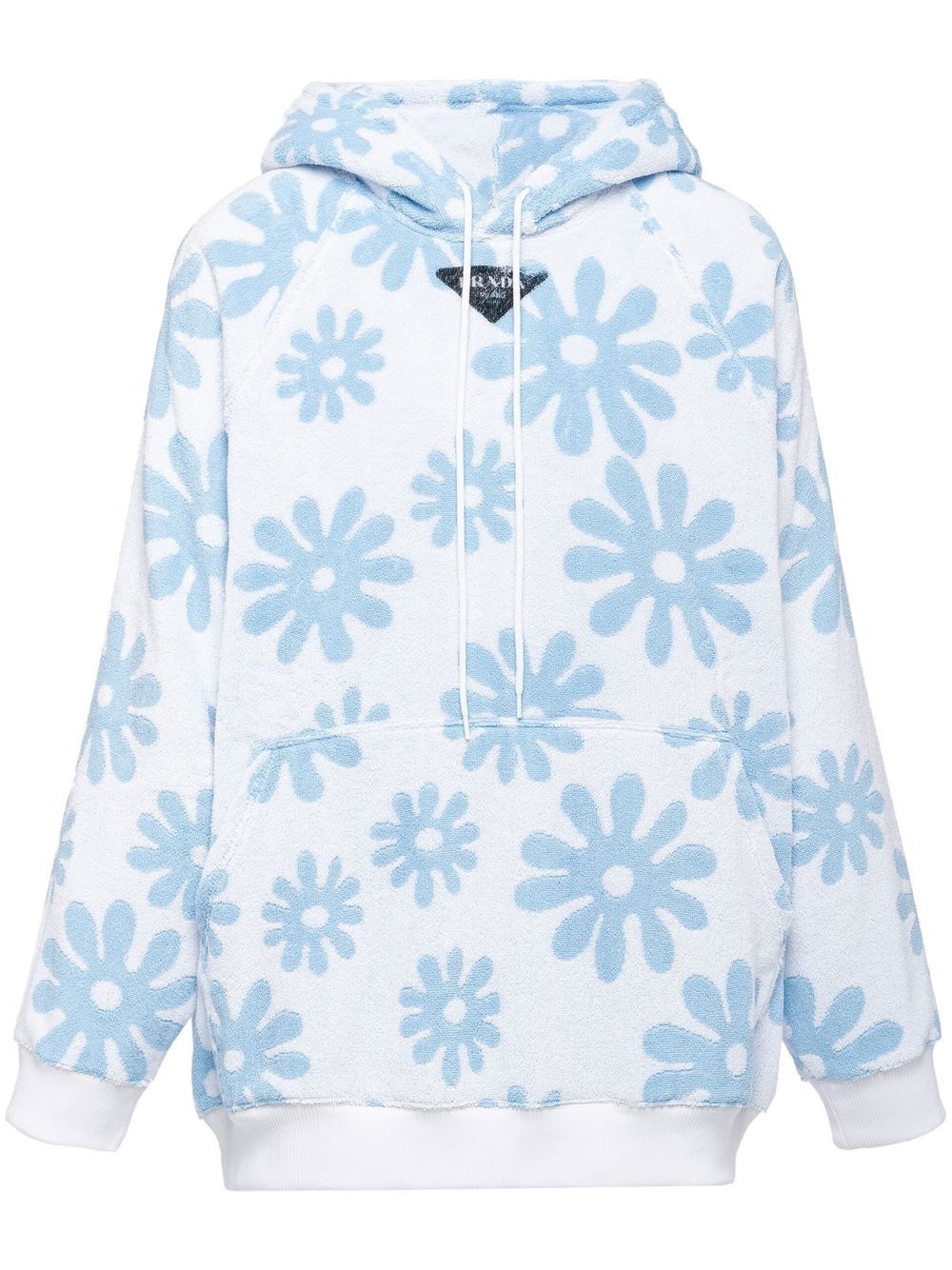 flower-pattern logo hoodie - 1