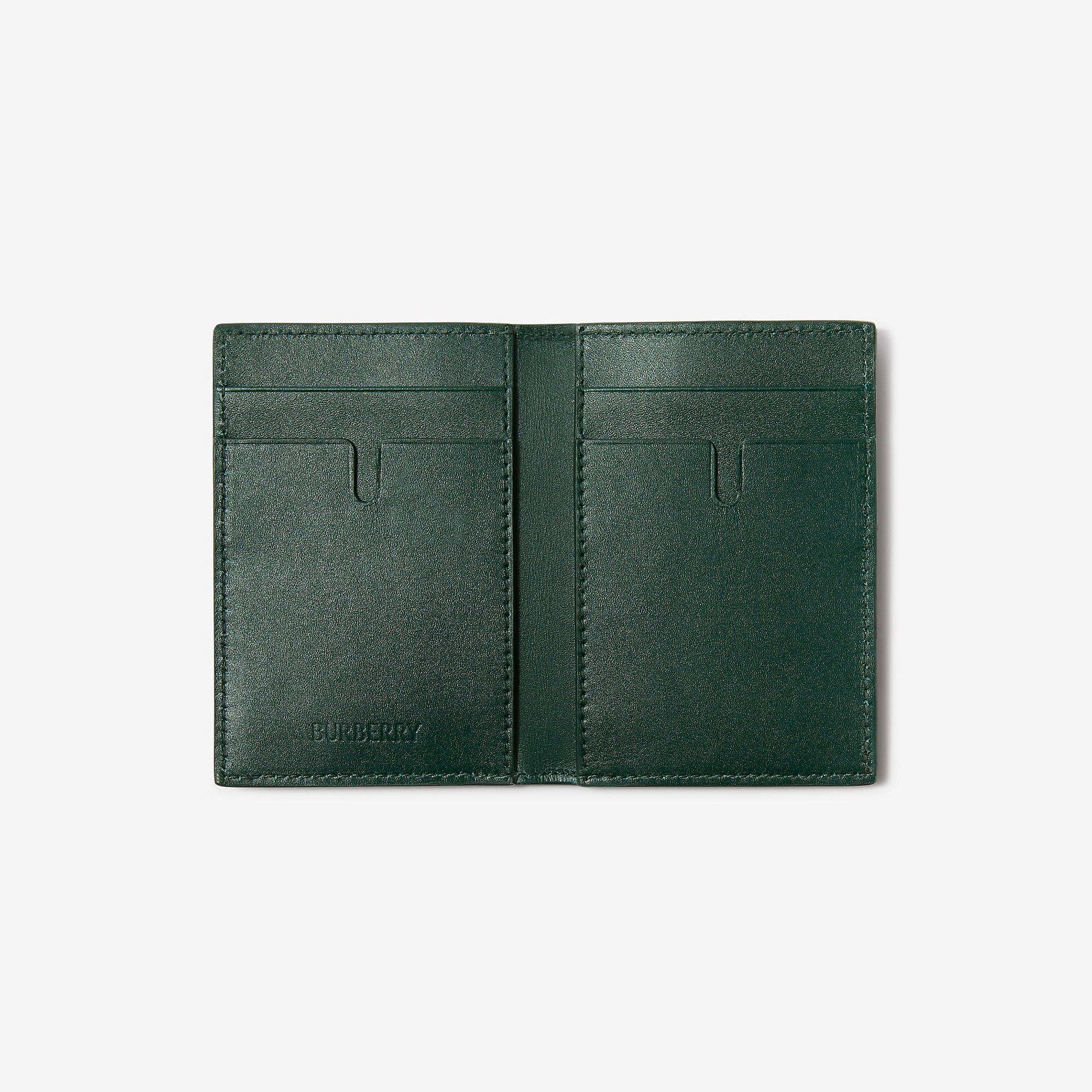 Check Leather Folding Card Case - 3
