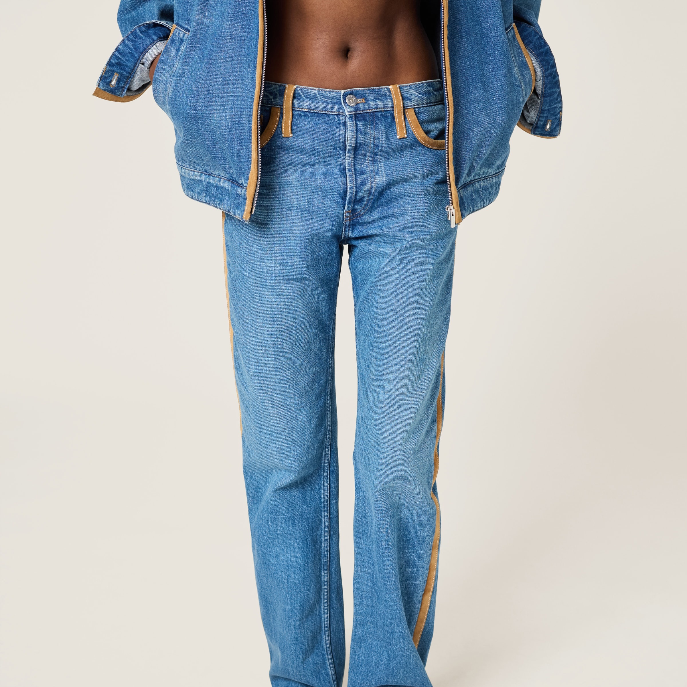 Denim and leather jeans - 6