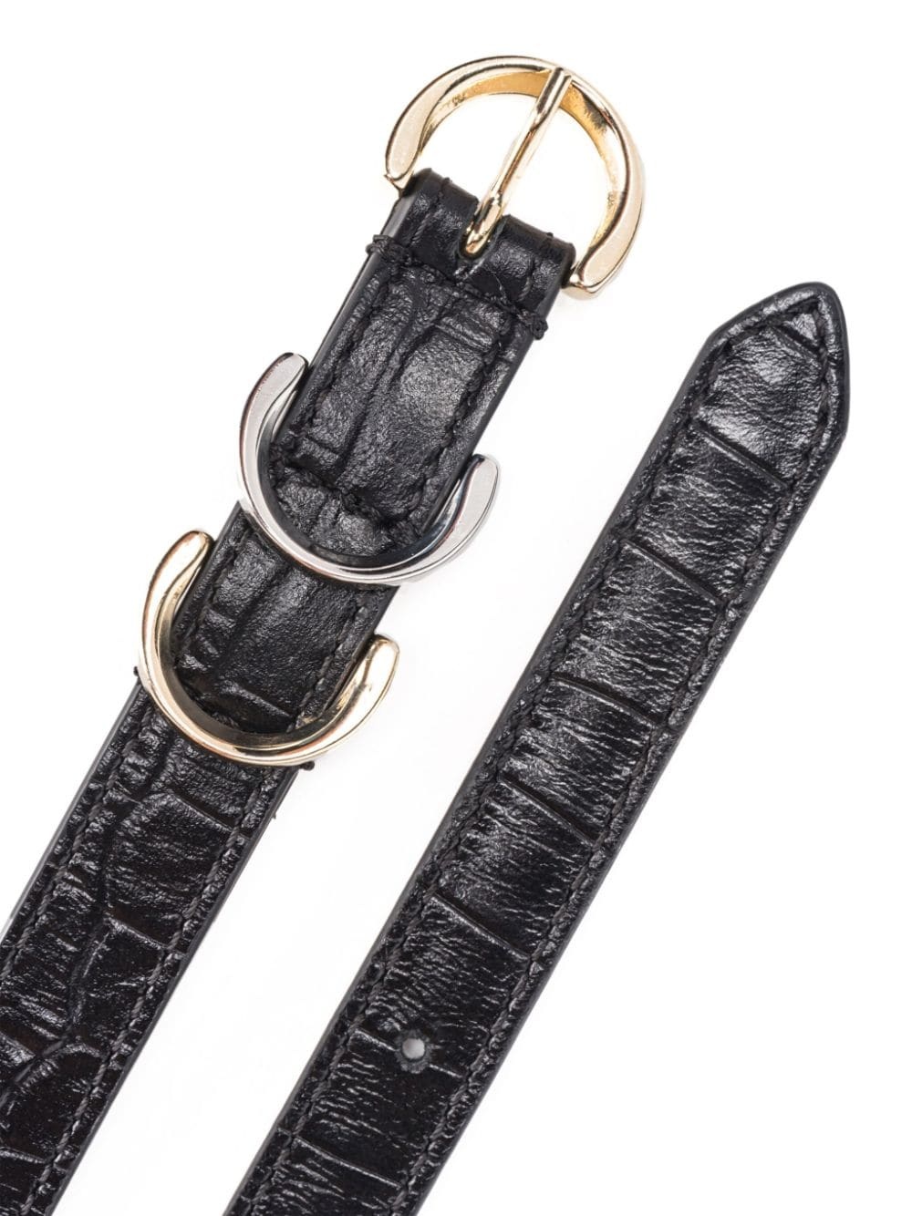 crocodile-effect leather belt - 2