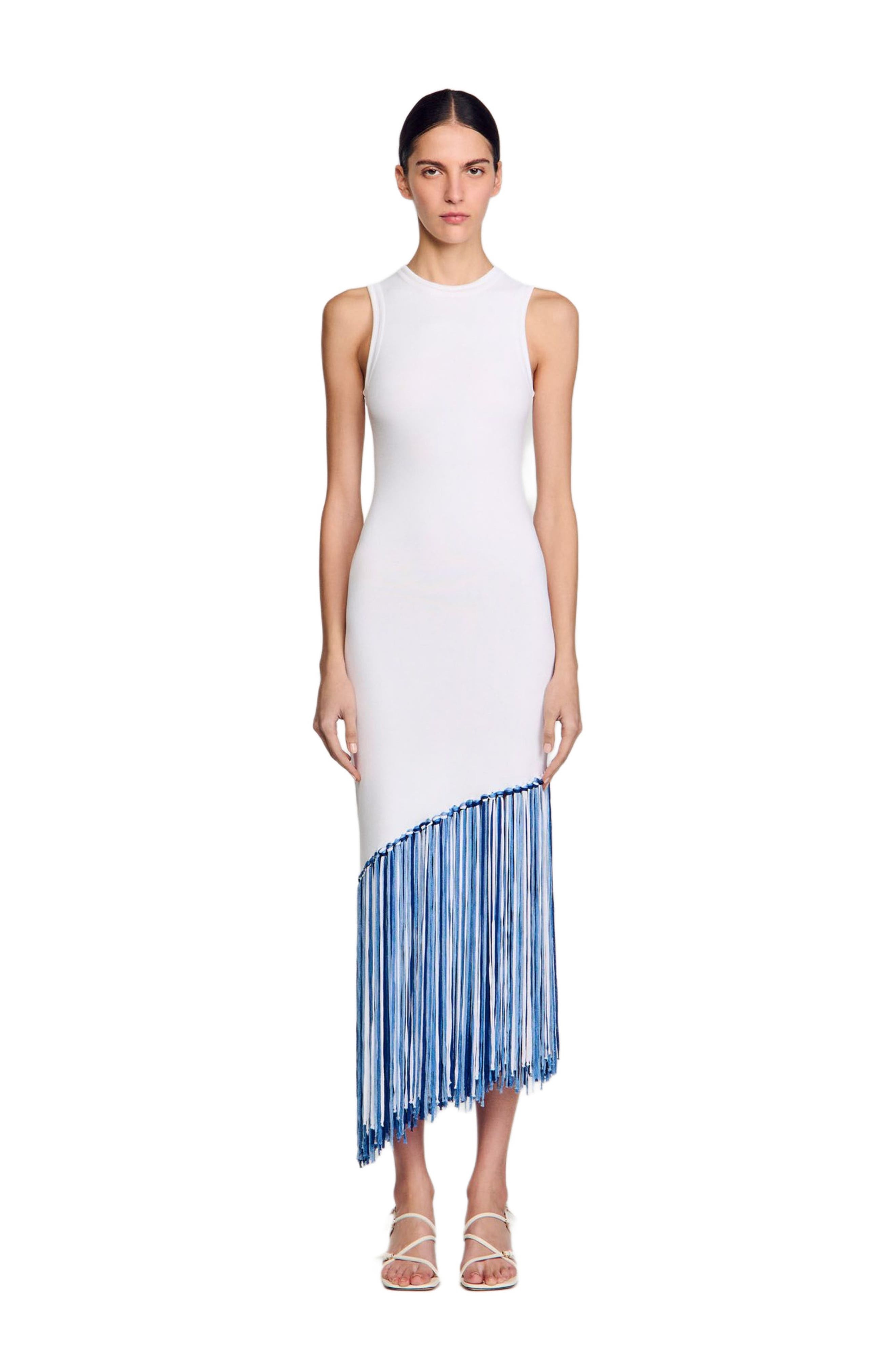 SANDRO Fringed maxi dress in White at Nordstrom - 1