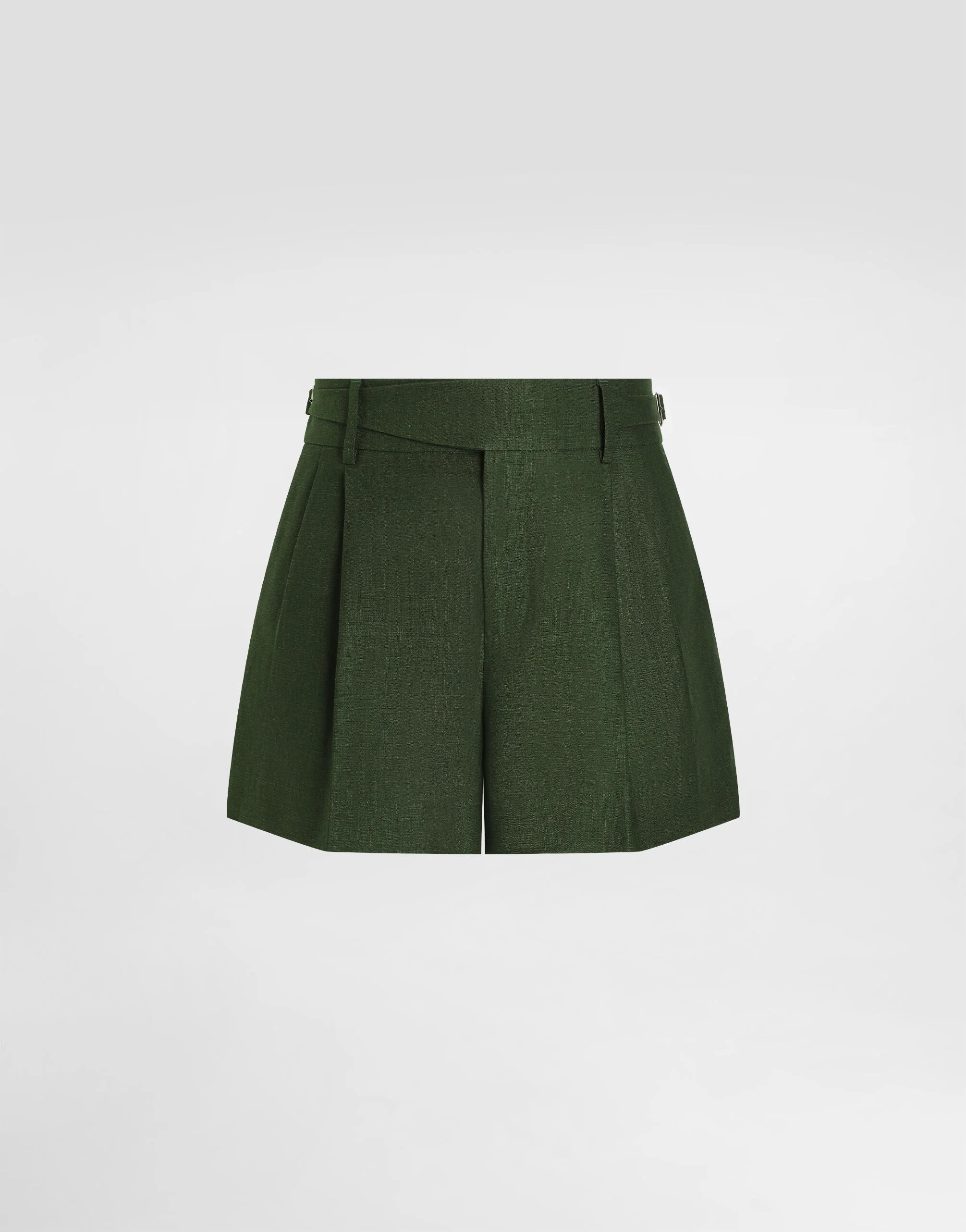 Linen fabric shorts with double darts - 1