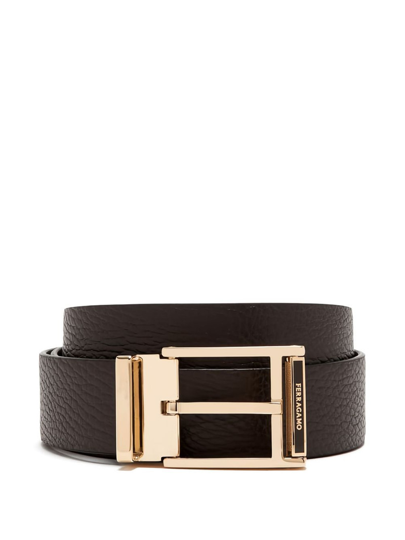 leather branded-buckle belt 1