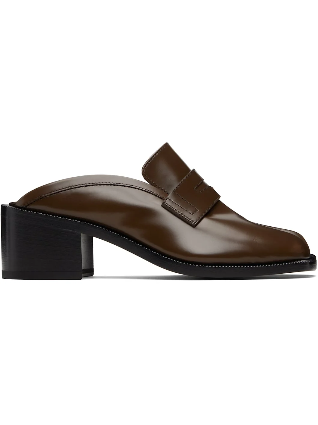 Brown Tabi City Loafer Mules - 1