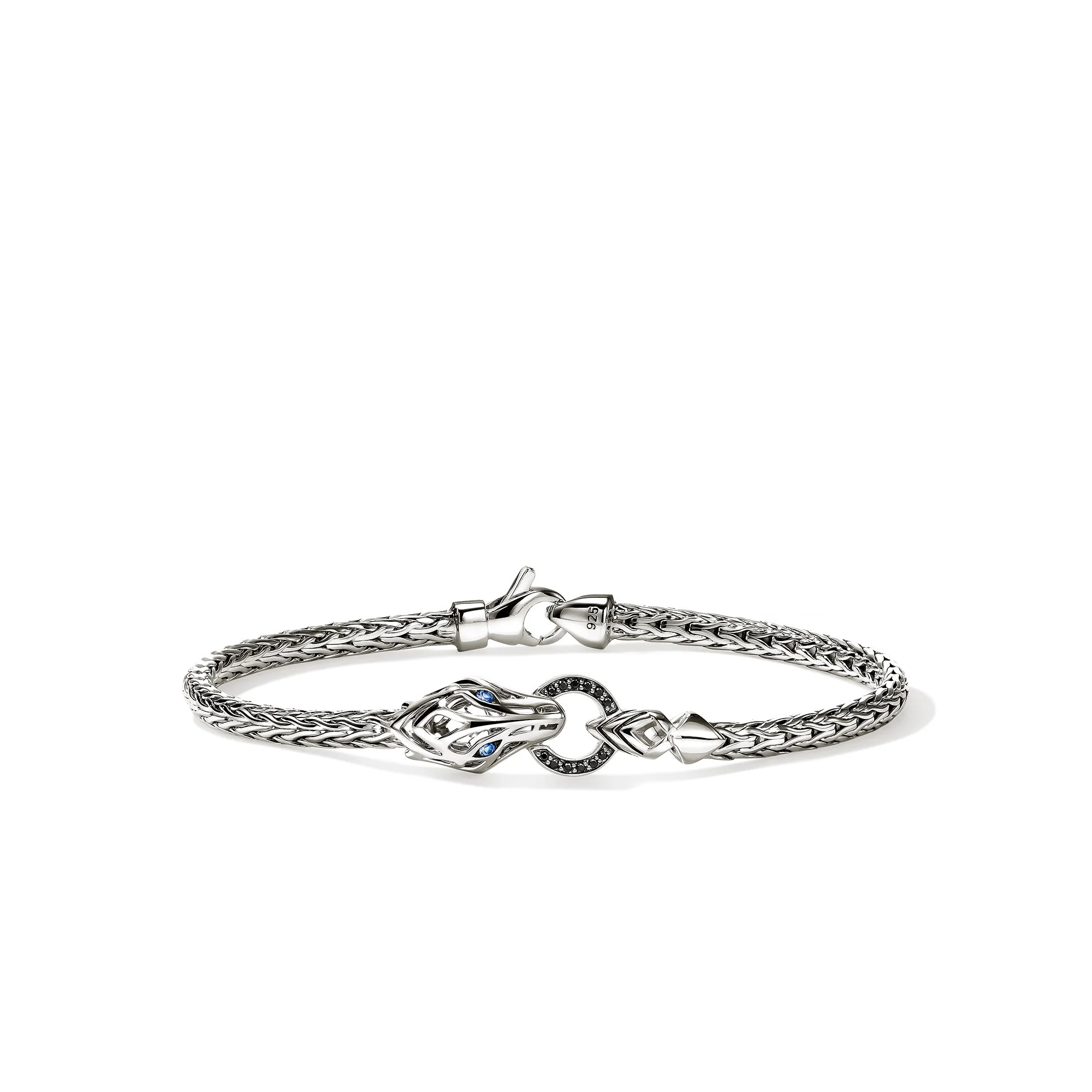Naga Bracelet, Sterling Silver, Black Sapphire, 3.5MM - 1